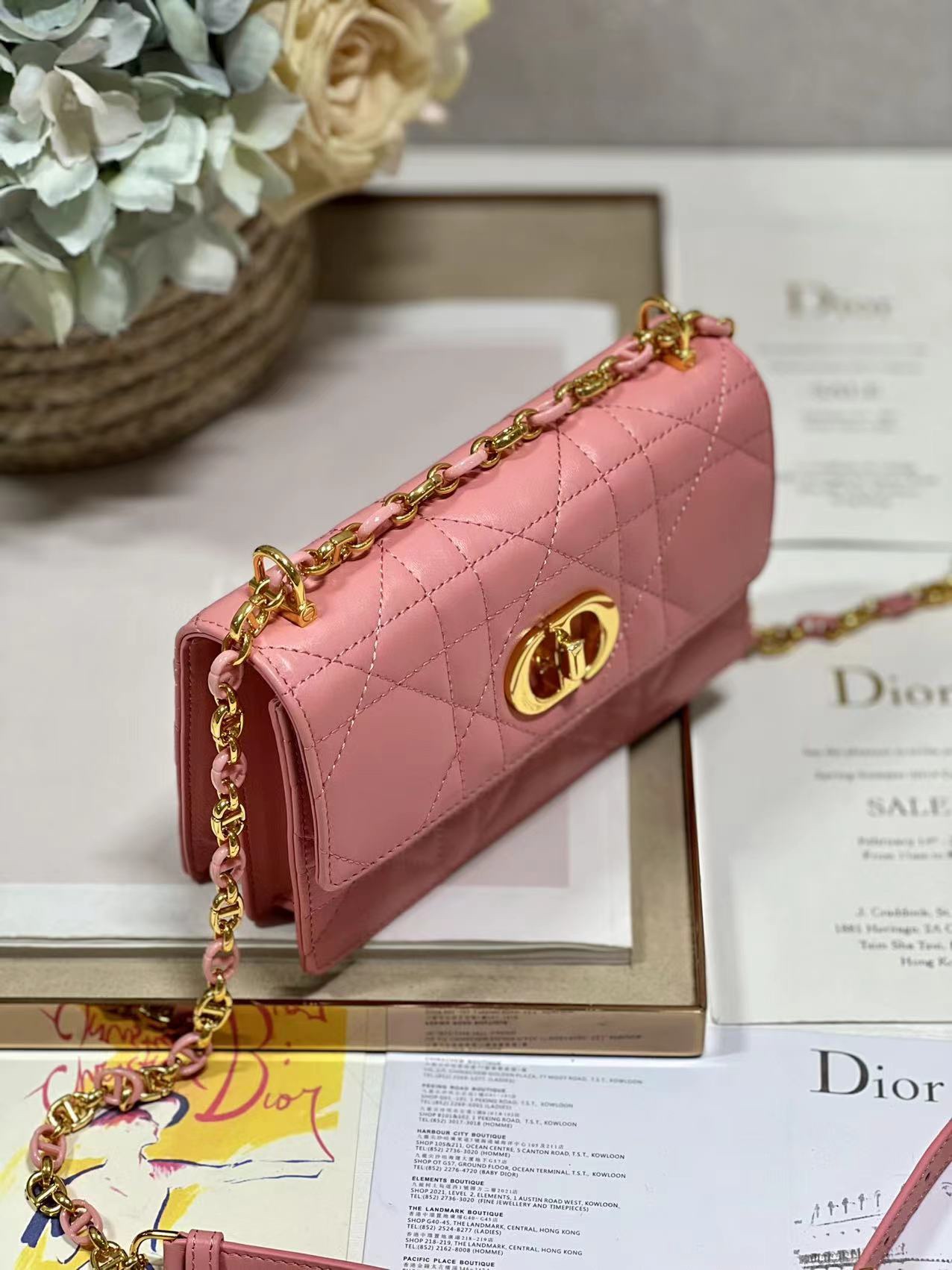 Dior Miss Caro Mini Bag Latte Macrocannage Lambskin Pink