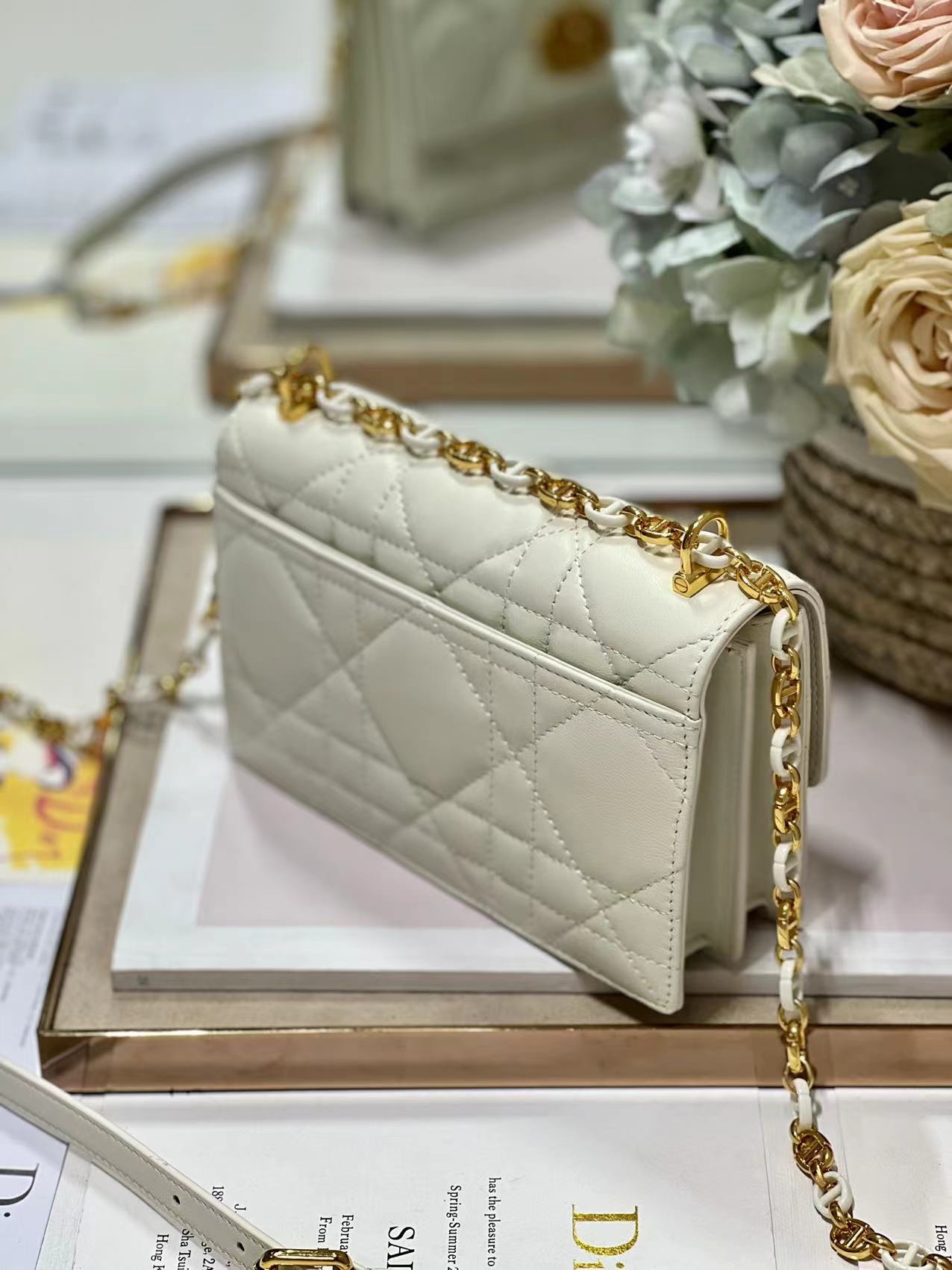 Dior Miss Caro Mini Bag Latte Macrocannage Lambskin White