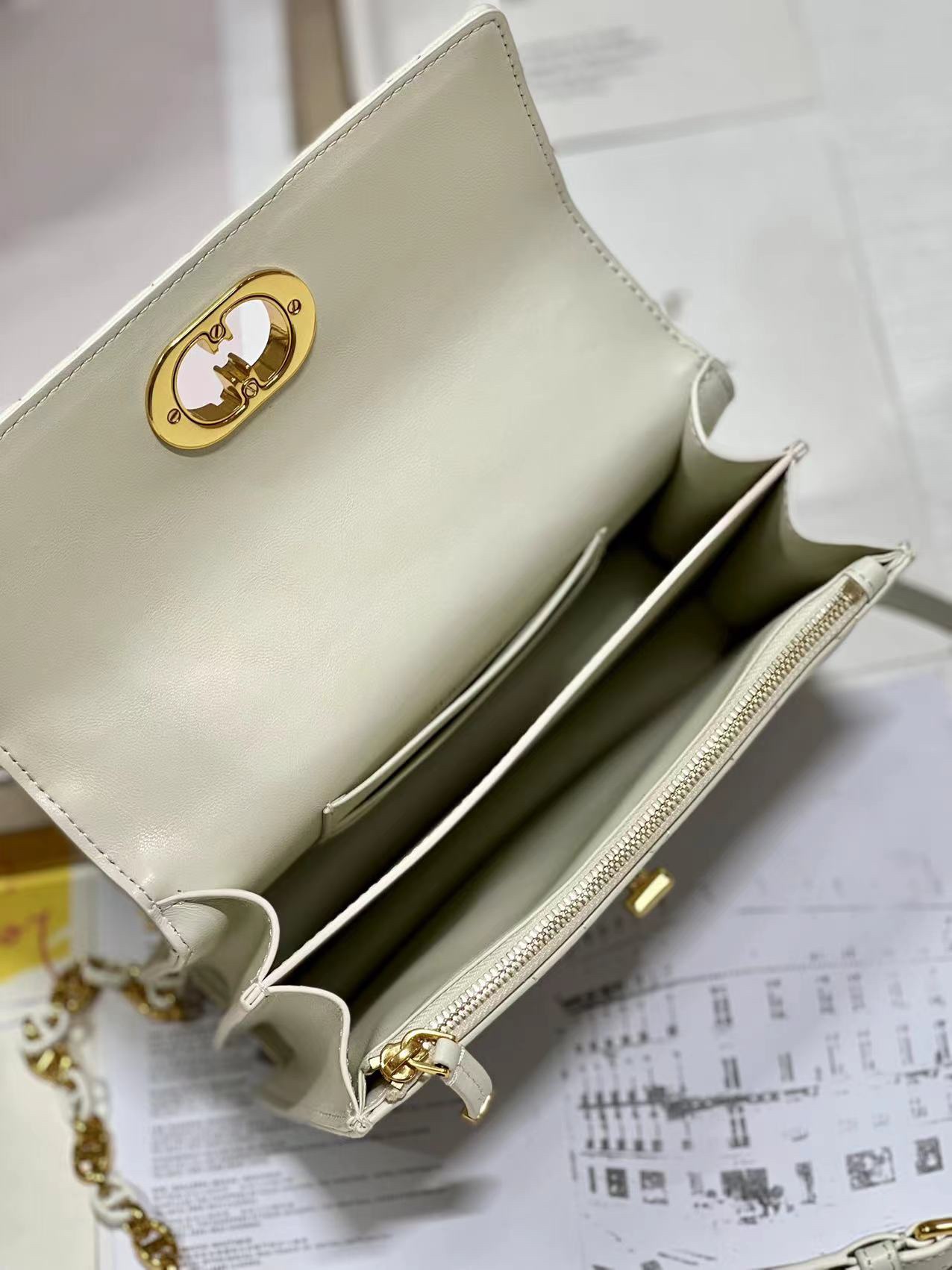 Dior Miss Caro Mini Bag Latte Macrocannage Lambskin White