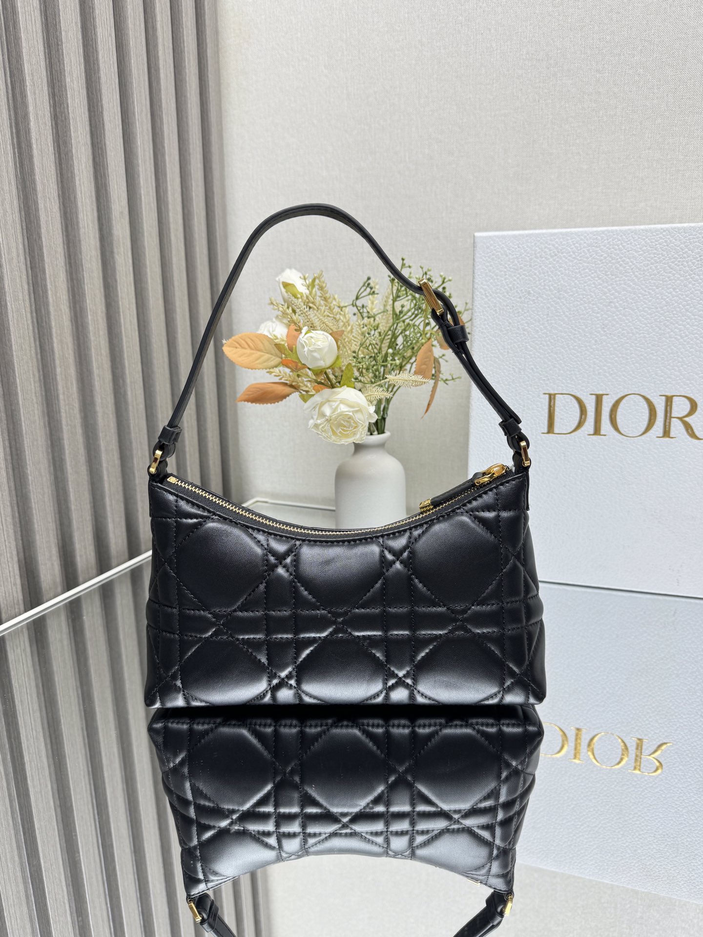 Dior Miss Caro Mini Hobo Shoulder Bag Black