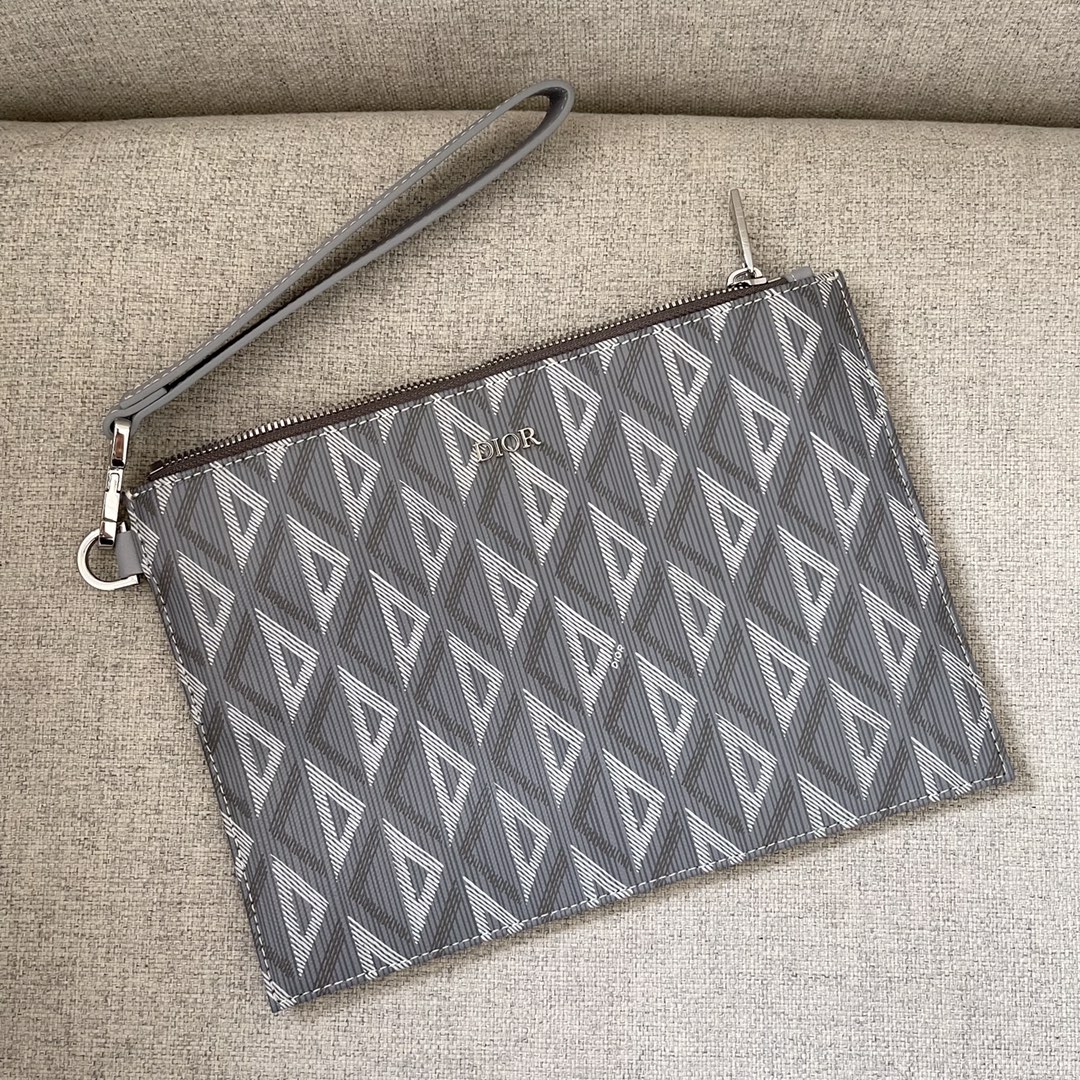 Dior Pouch Gray CD Diamond Canvas