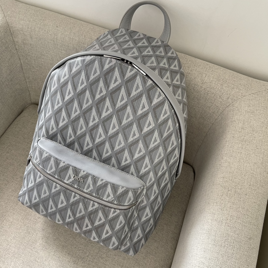 Dior Rider Backpack Dior Gray CD Diamond Canvas and Smooth Calfskin