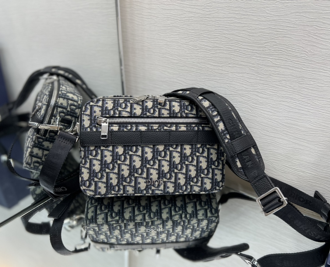 Dior Safari Bag With Strap Beige and Black Dior Oblique Jacquard