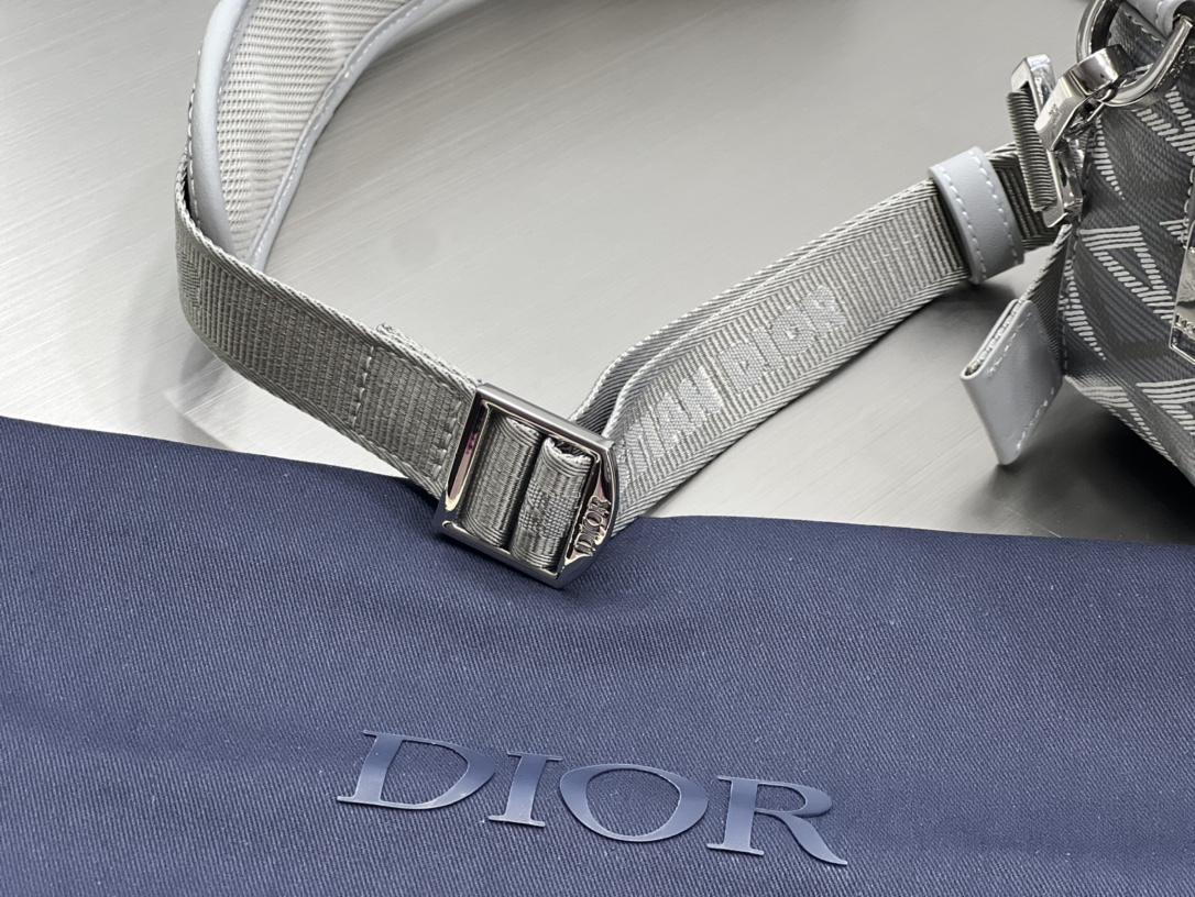 Dior Safari Bag With Strap Black Dior Gray CD Diamond Canvas