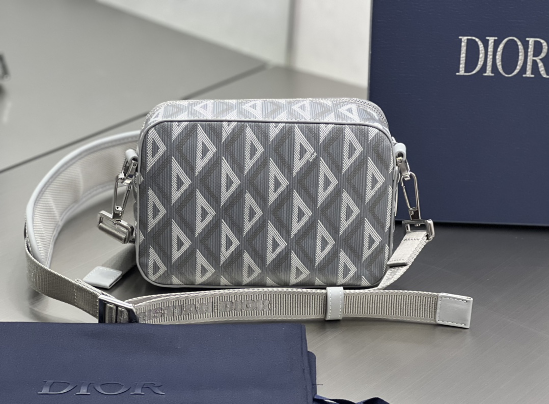 Dior Safari Bag With Strap Black Dior Gray CD Diamond Canvas