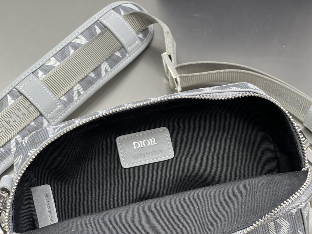 Dior Safari Bag With Strap Black Dior Gray CD Diamond Canvas