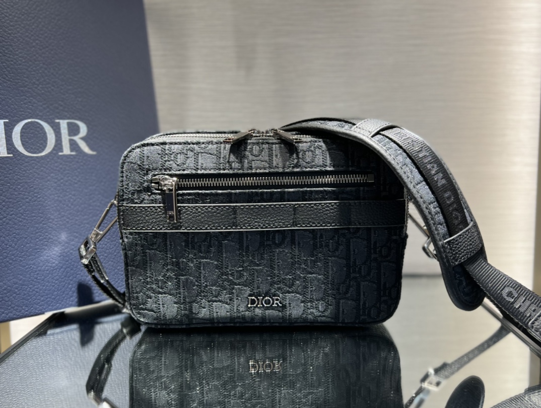 Dior Safari Bag With Strap Black Dior Oblique Galaxy Leather