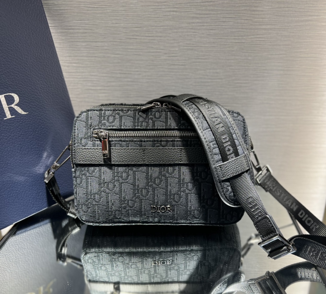 Dior Safari Bag With Strap Black Dior Oblique Galaxy Leather