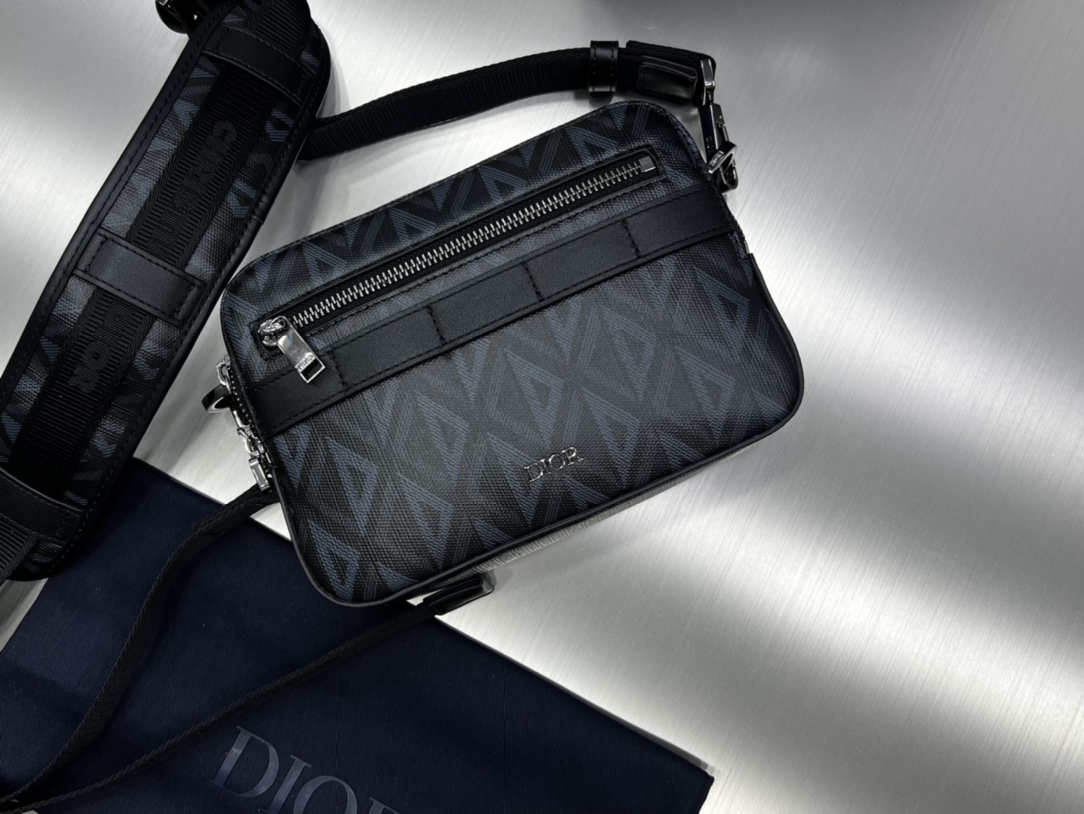 Dior Safari Bag With Strap Gray Dior Gray CD Diamond Canvas