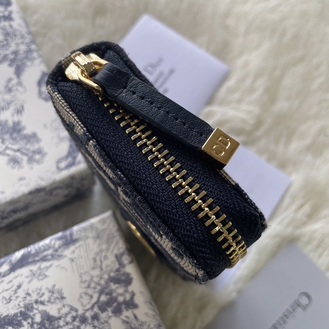 Dior Small 30 Montaigne Voyageur Coin Purse Blue Dior Oblique Jacquard