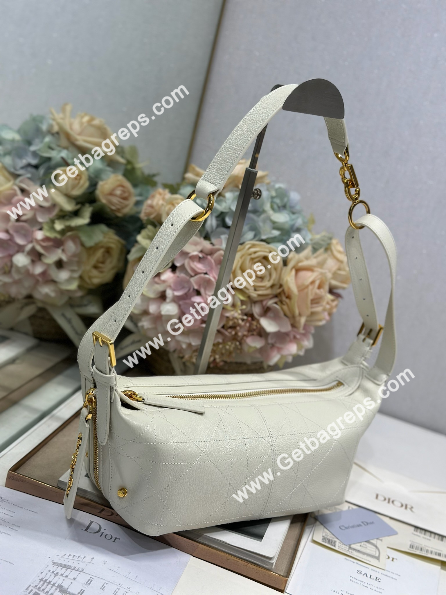 Dior Small D-Journey Bag in Vintage Smooth Calfskin White