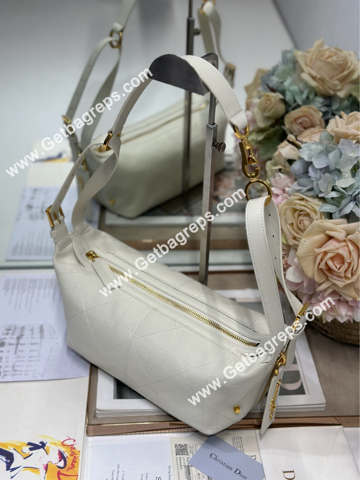 Dior Small D-Journey Bag in Vintage Smooth Calfskin White