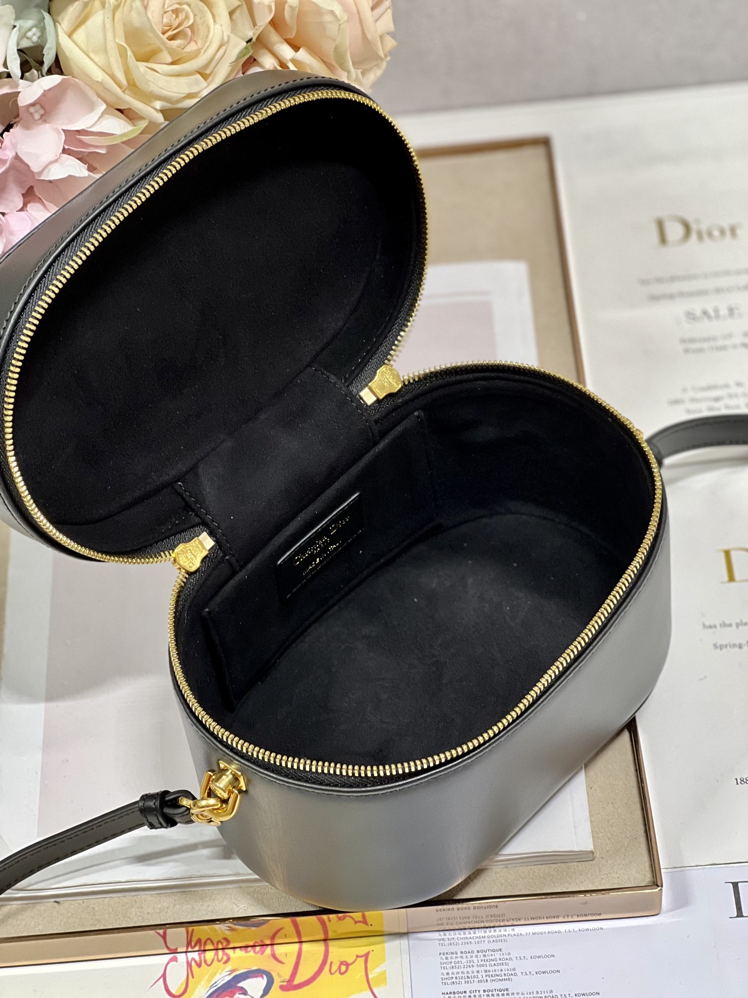 Dior Small Diortravel Leather Vanity Case Black