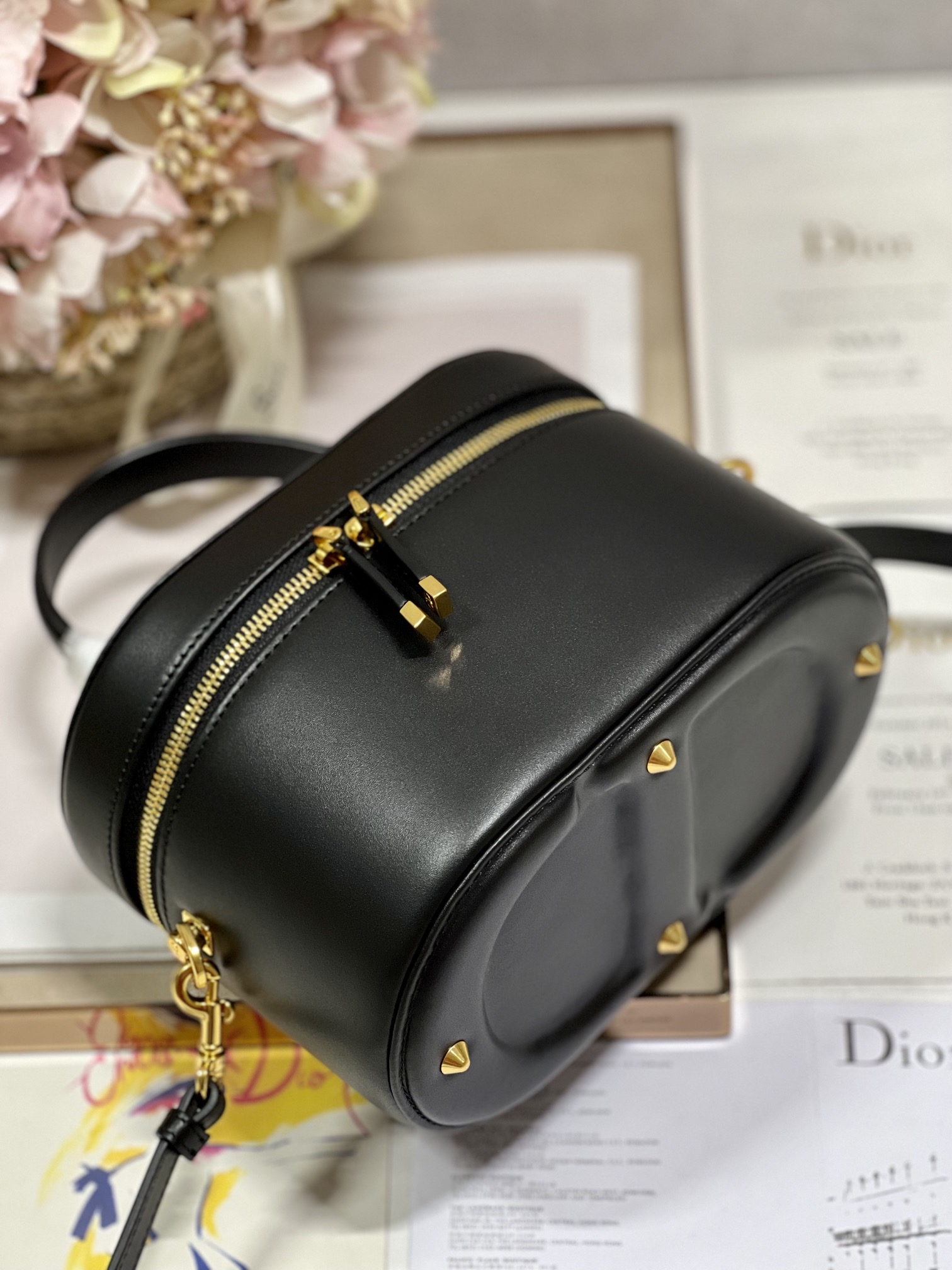 Dior Small Diortravel Leather Vanity Case Black