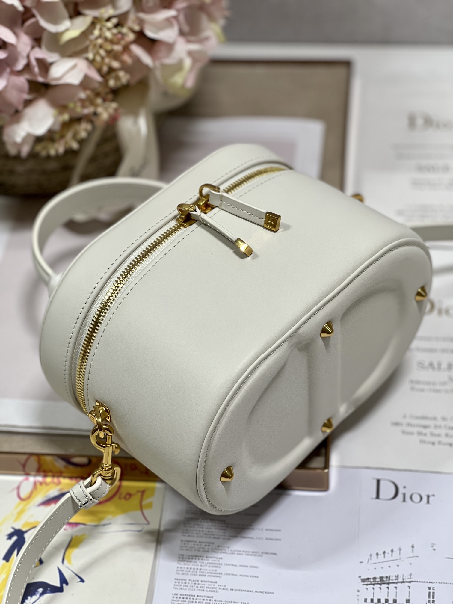 Dior Small Diortravel Leather Vanity Case White