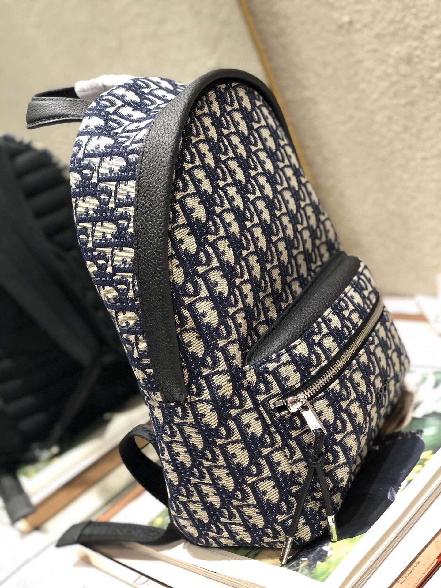 Dior Small Rider Backpack Beige and Black Dior Oblique Jacquard