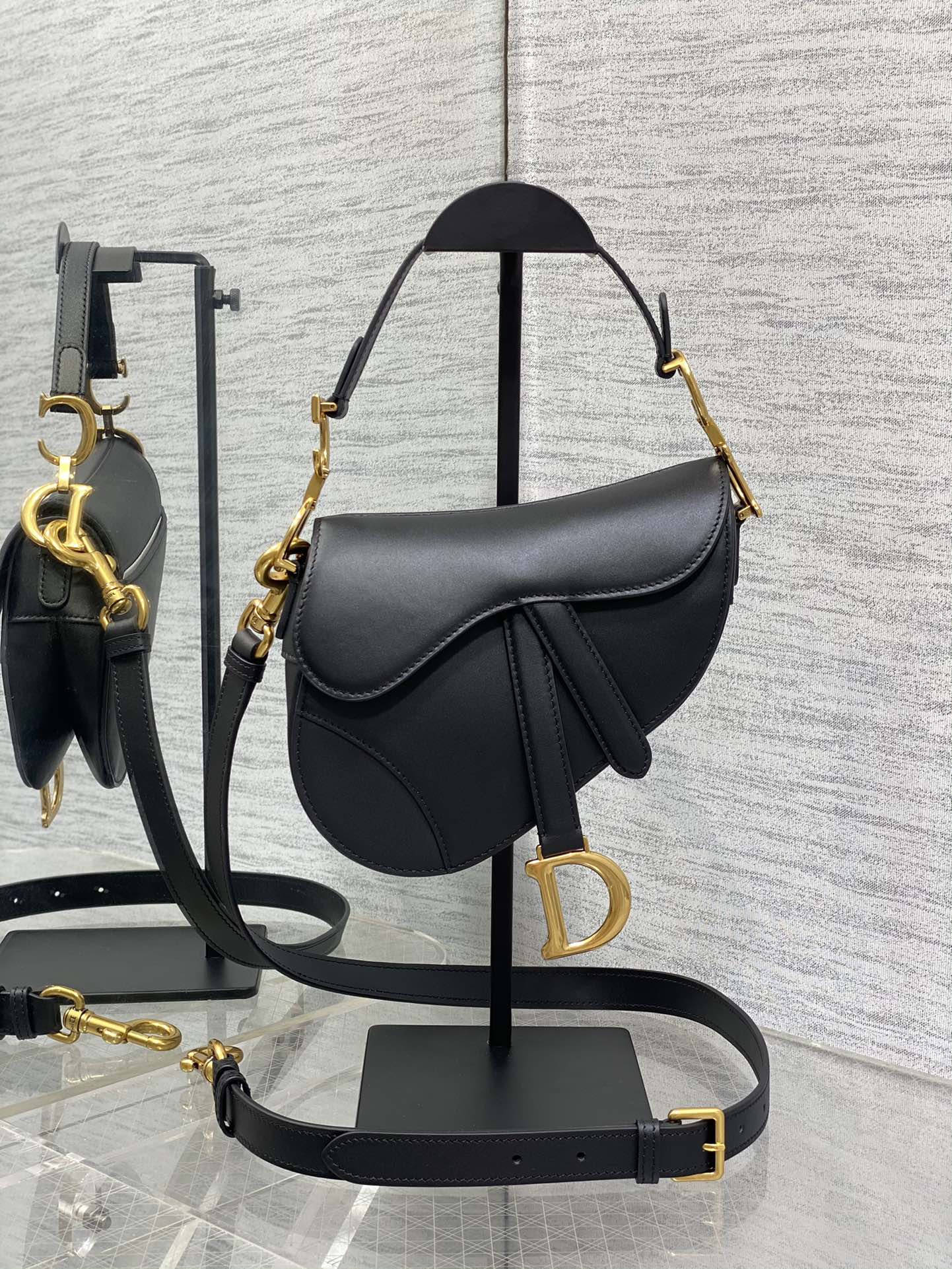 Dior Small Saddle Bag in Black Calfskin