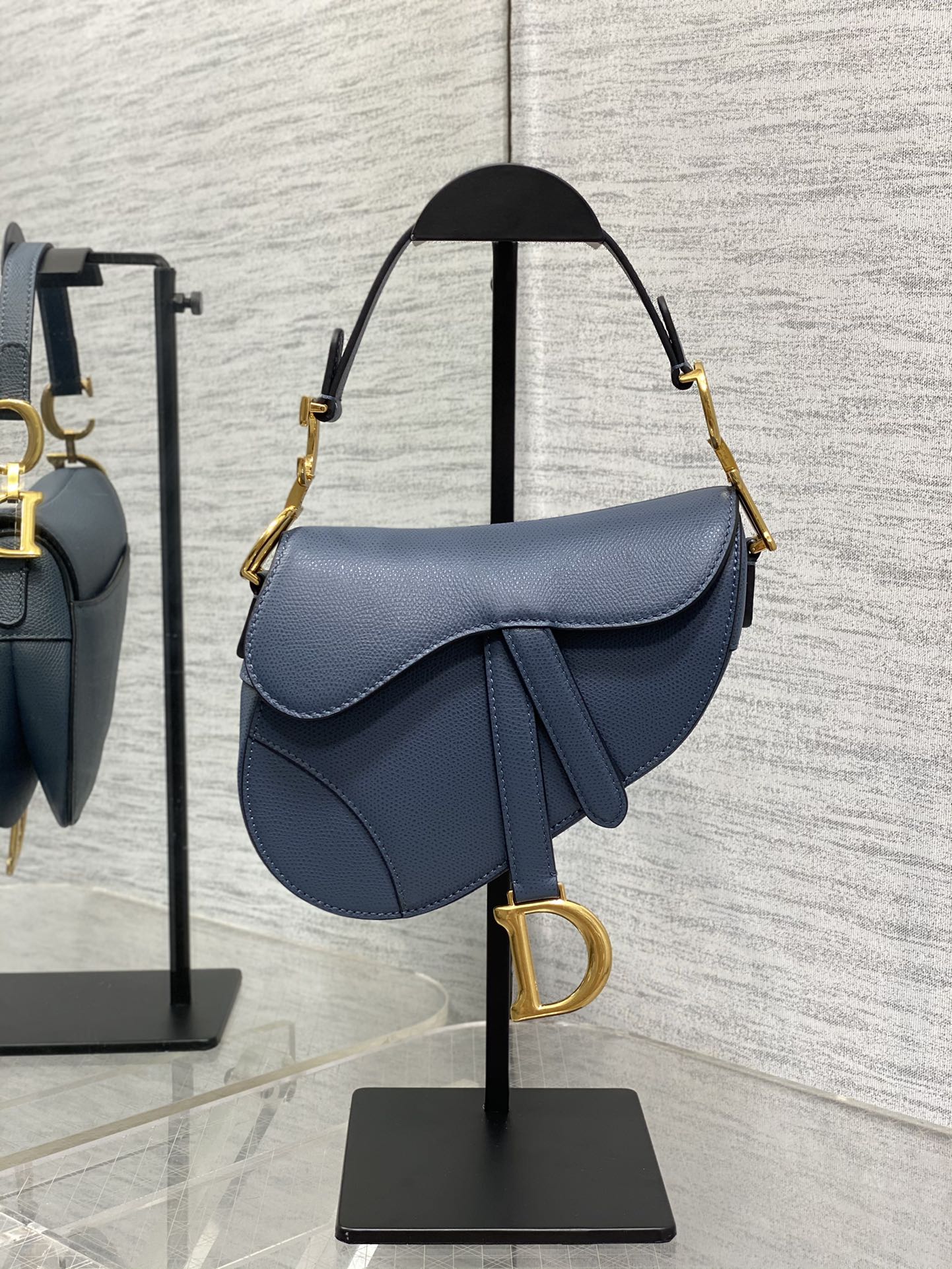 Dior Small Saddle Bag in Blue Calfskin