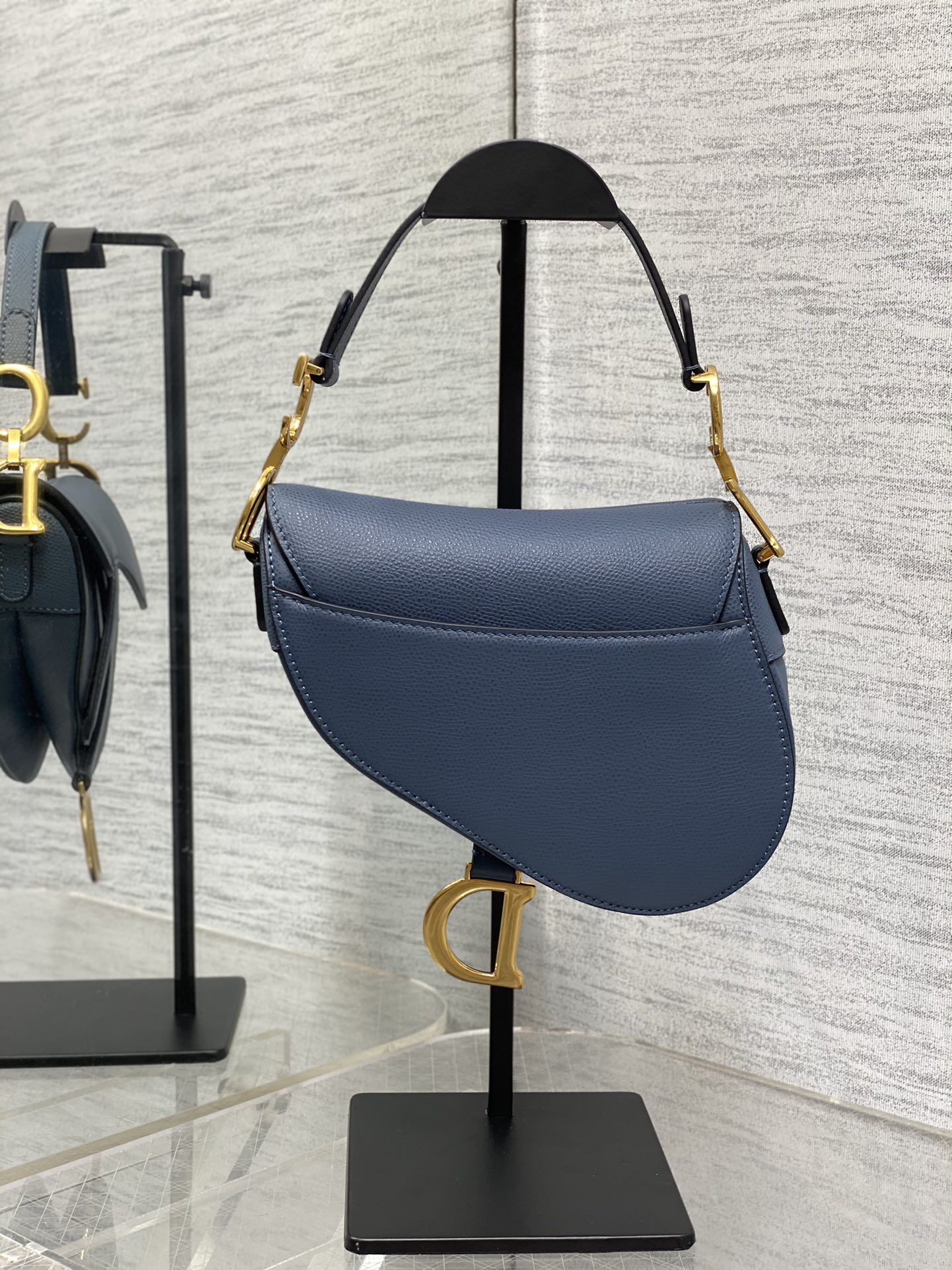 Dior Small Saddle Bag in Blue Calfskin