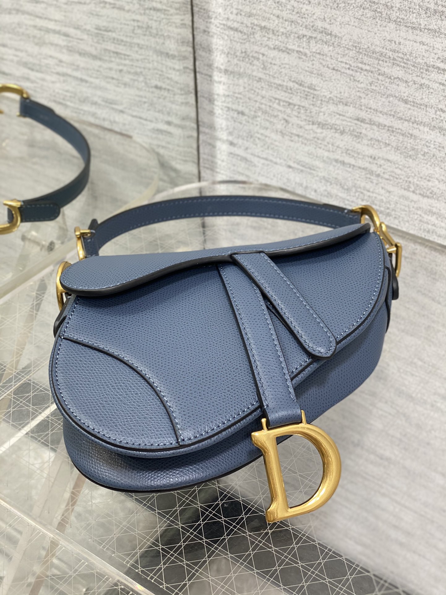 Dior Small Saddle Bag in Blue Calfskin