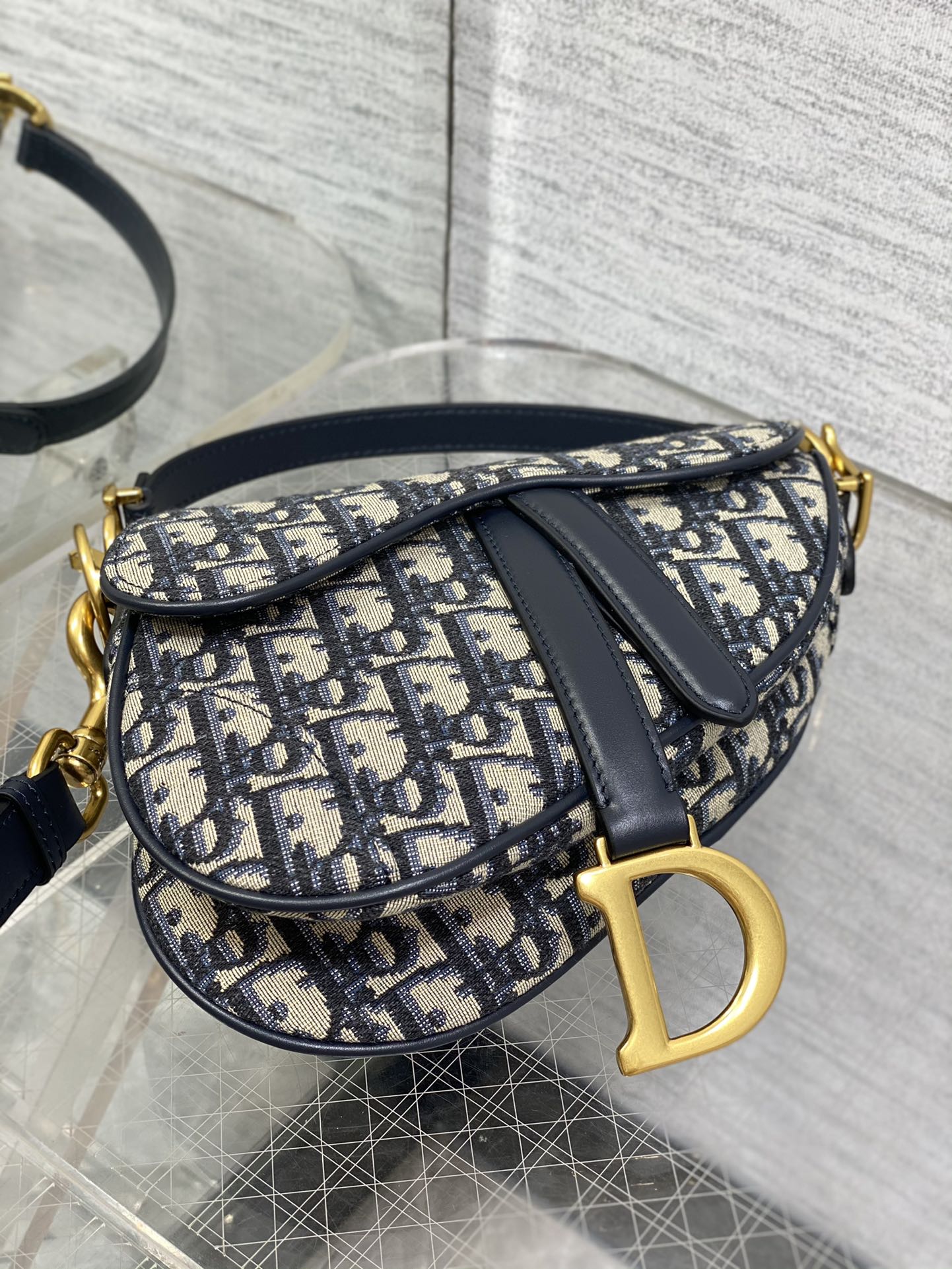 Dior Small Saddle Bag in Blue Dior Oblique Jacquard Bag