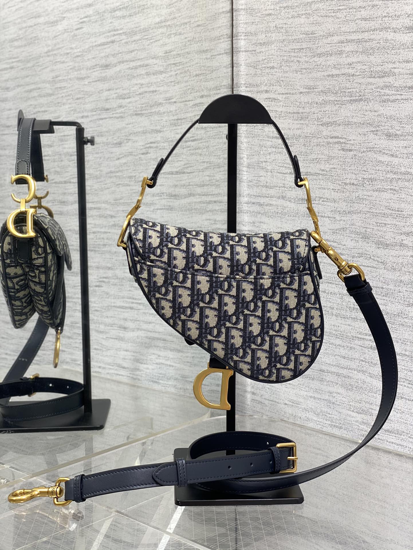 Dior Small Saddle Bag in Blue Dior Oblique Jacquard Bag