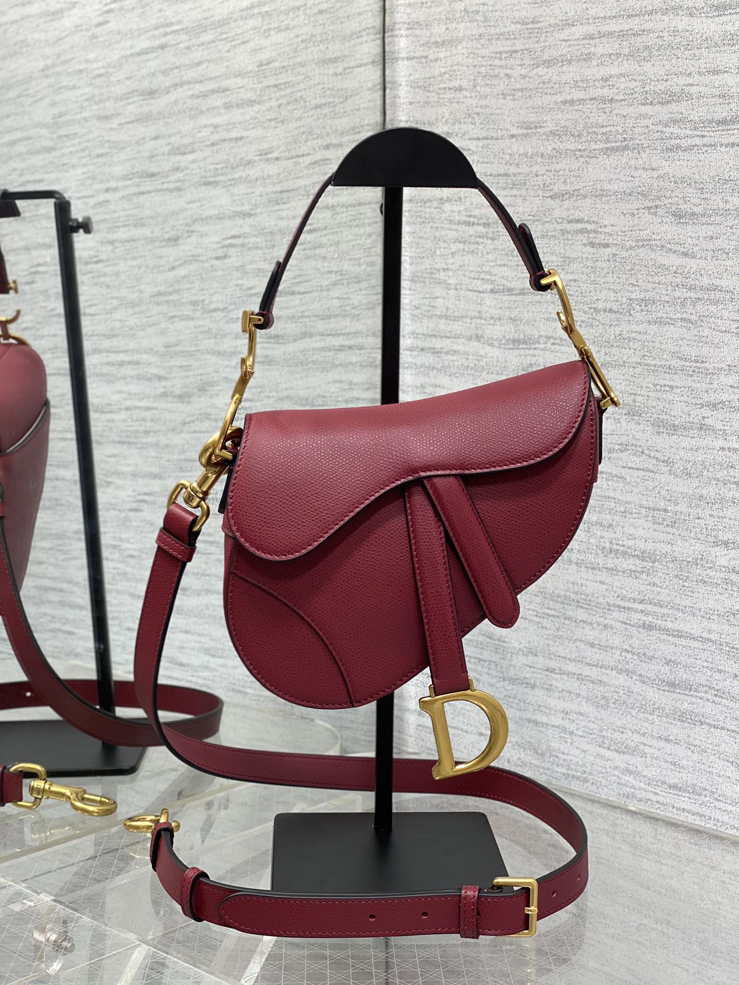 Dior Small Saddle Bag in Dark Red Calfskin