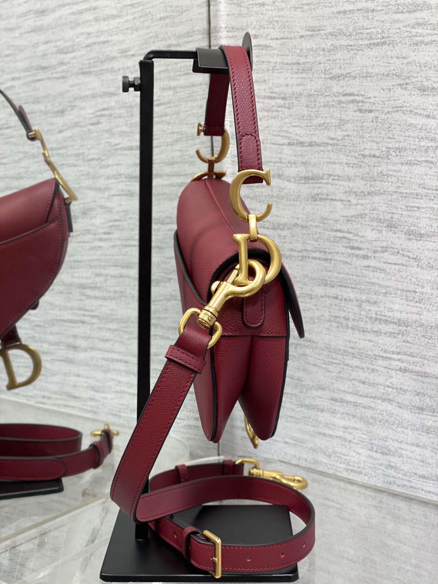 Dior Small Saddle Bag in Dark Red Calfskin