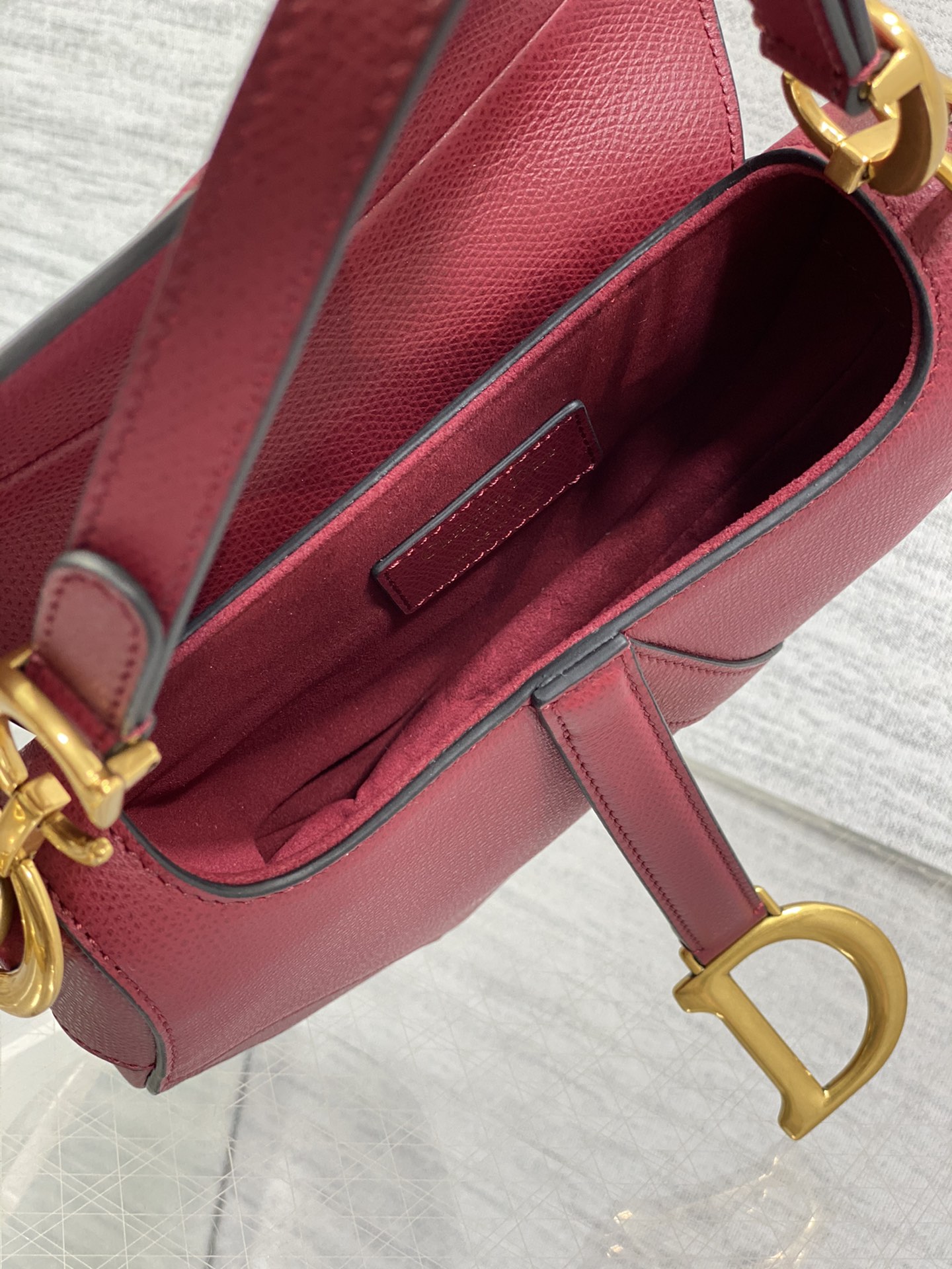 Dior Small Saddle Bag in Dark Red Calfskin