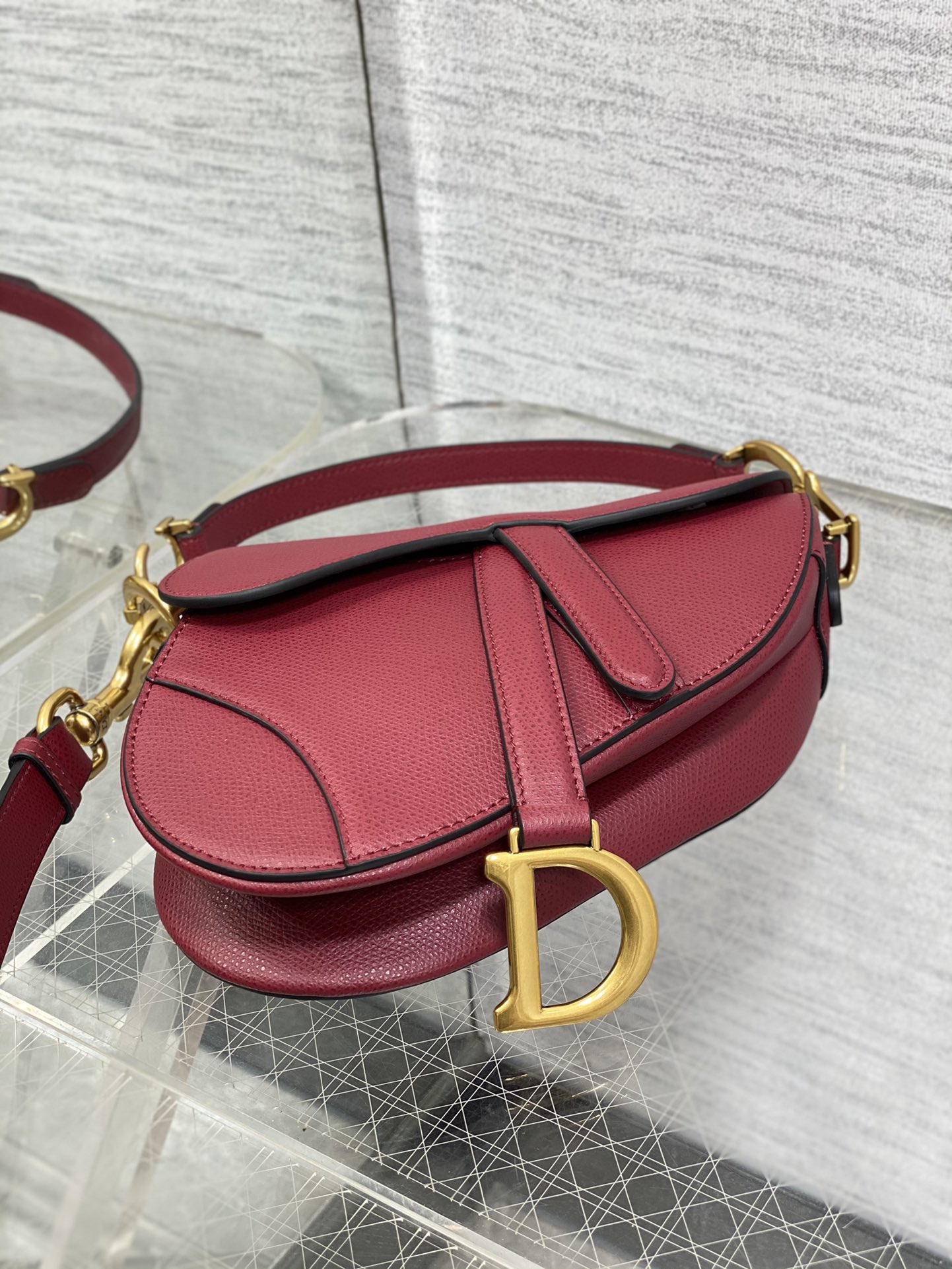 Dior Small Saddle Bag in Dark Red Calfskin