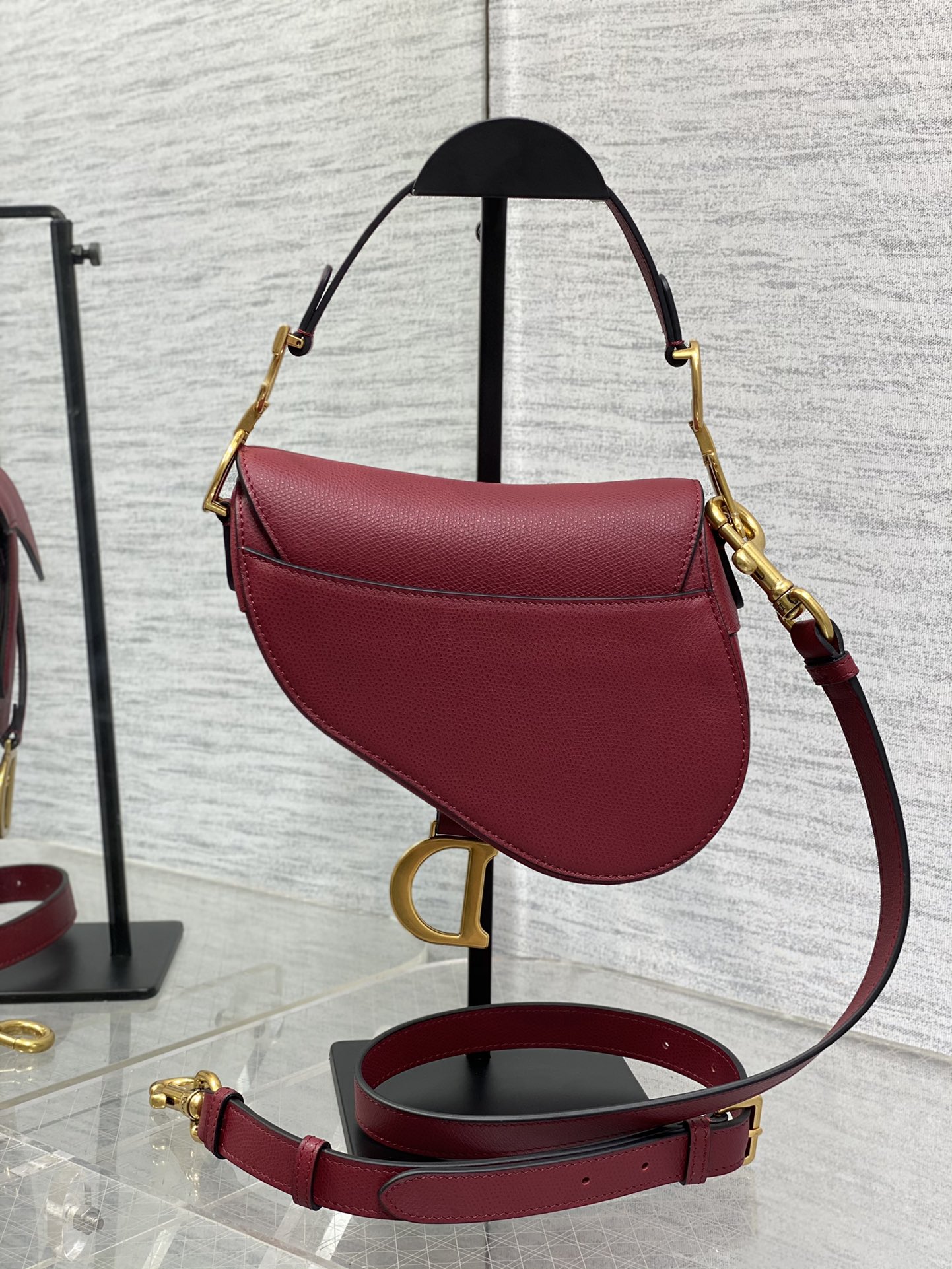 Dior Small Saddle Bag in Dark Red Calfskin