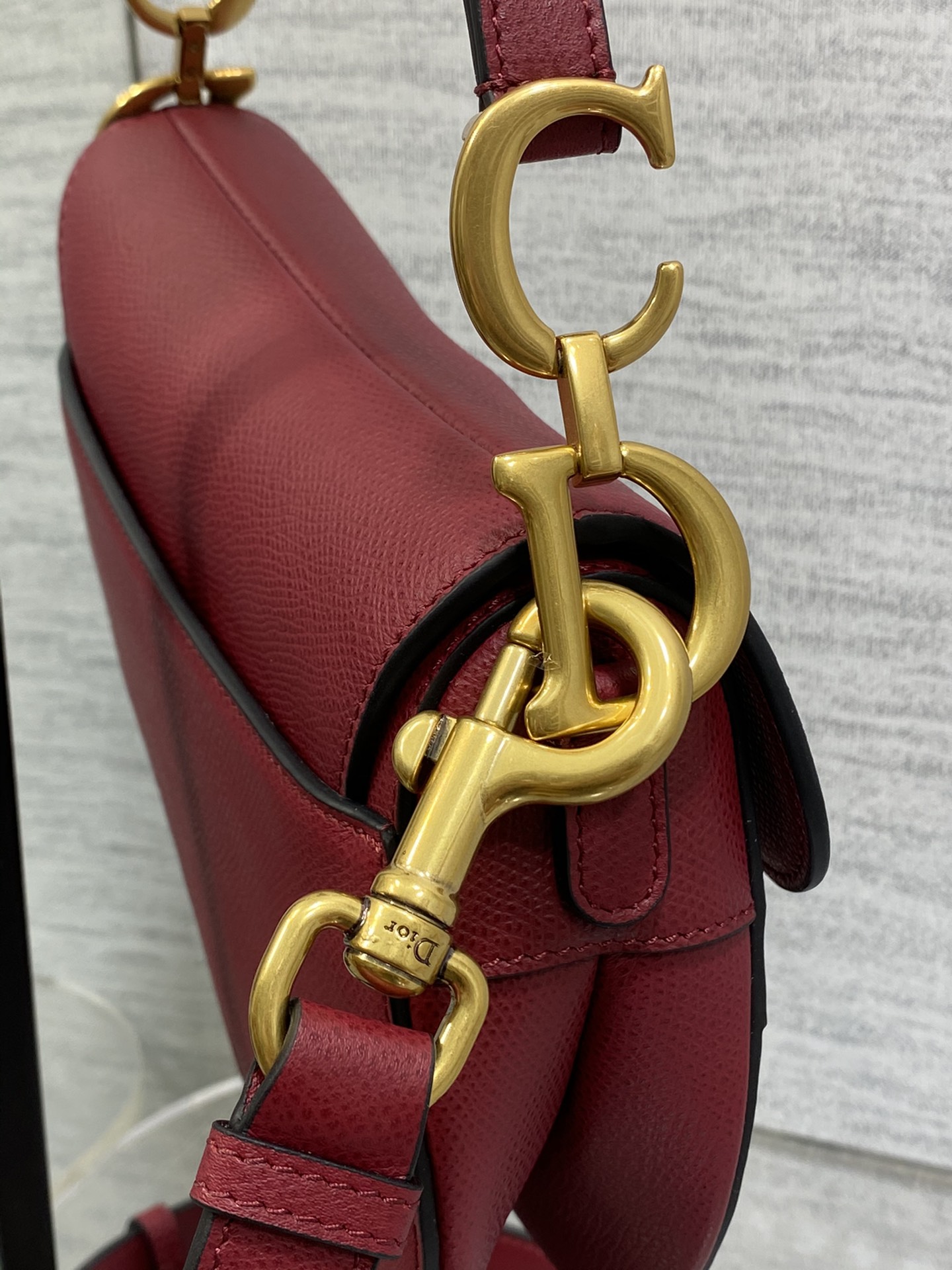 Dior Small Saddle Bag in Dark Red Calfskin