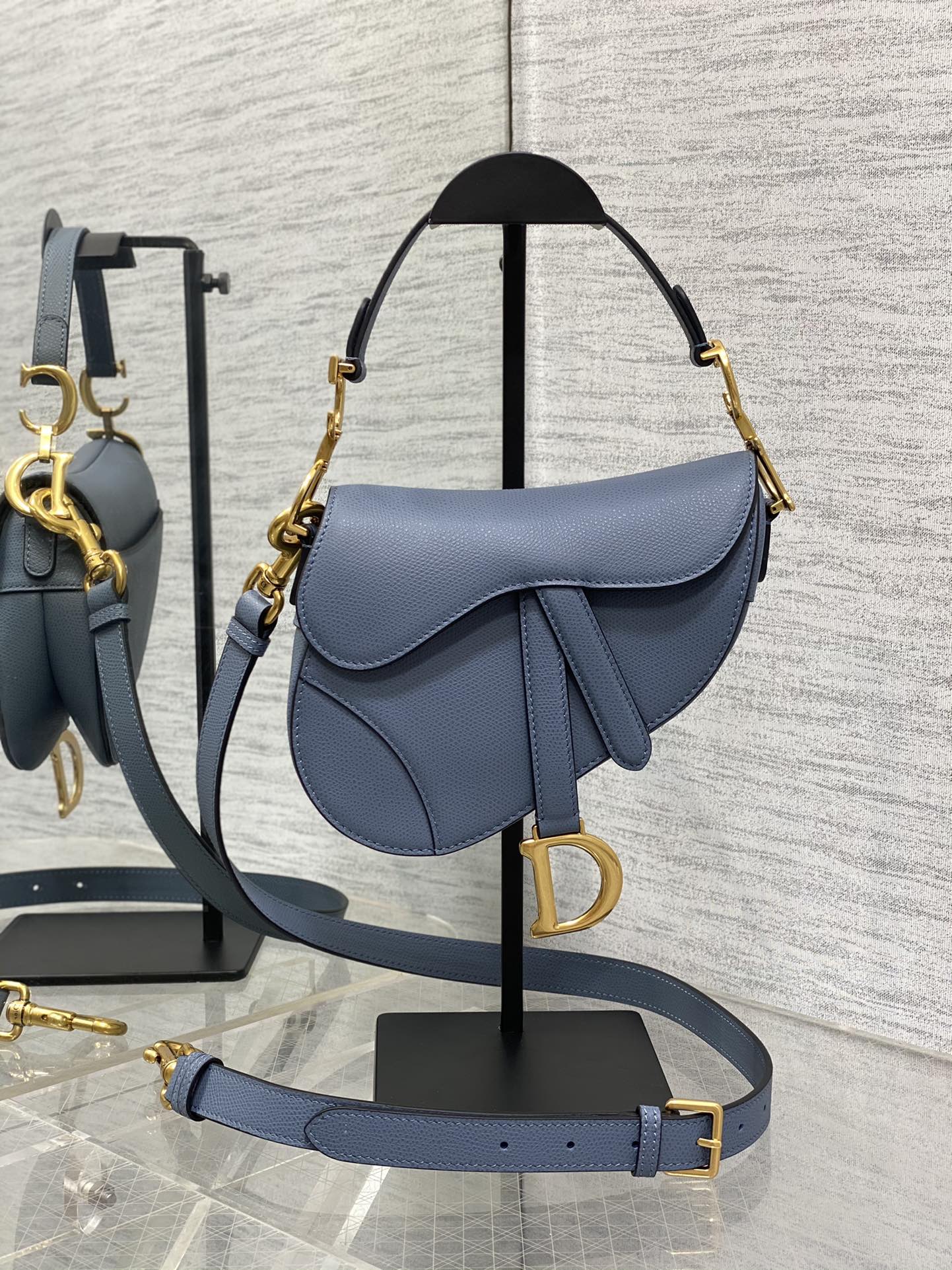 Dior Small Saddle Bag in Denim Blue Calfskin