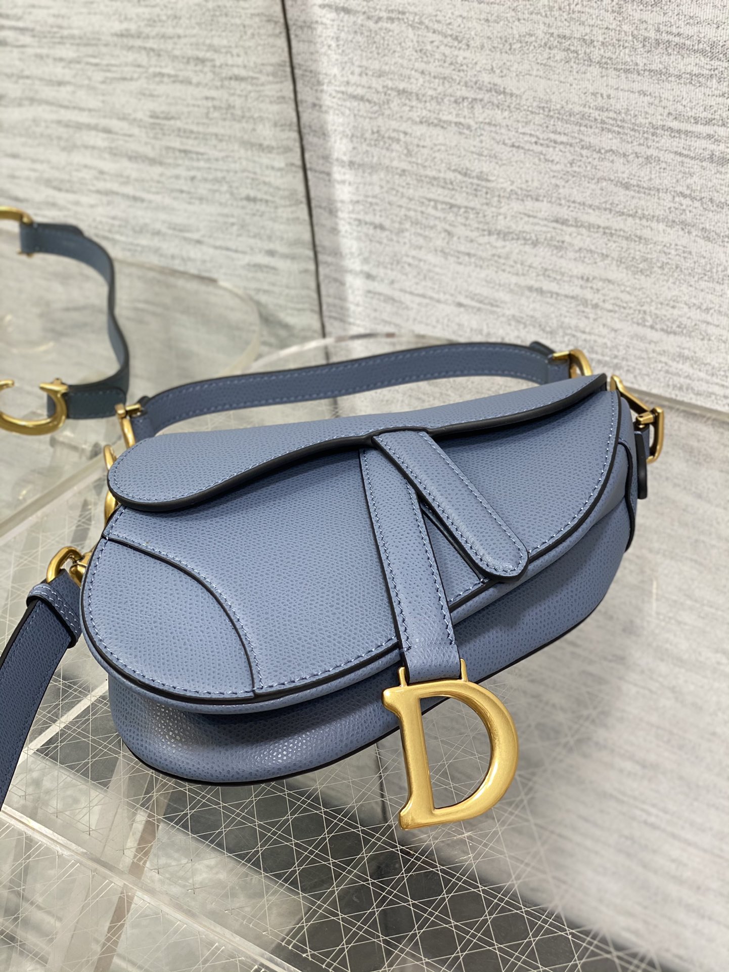 Dior Small Saddle Bag in Denim Blue Calfskin