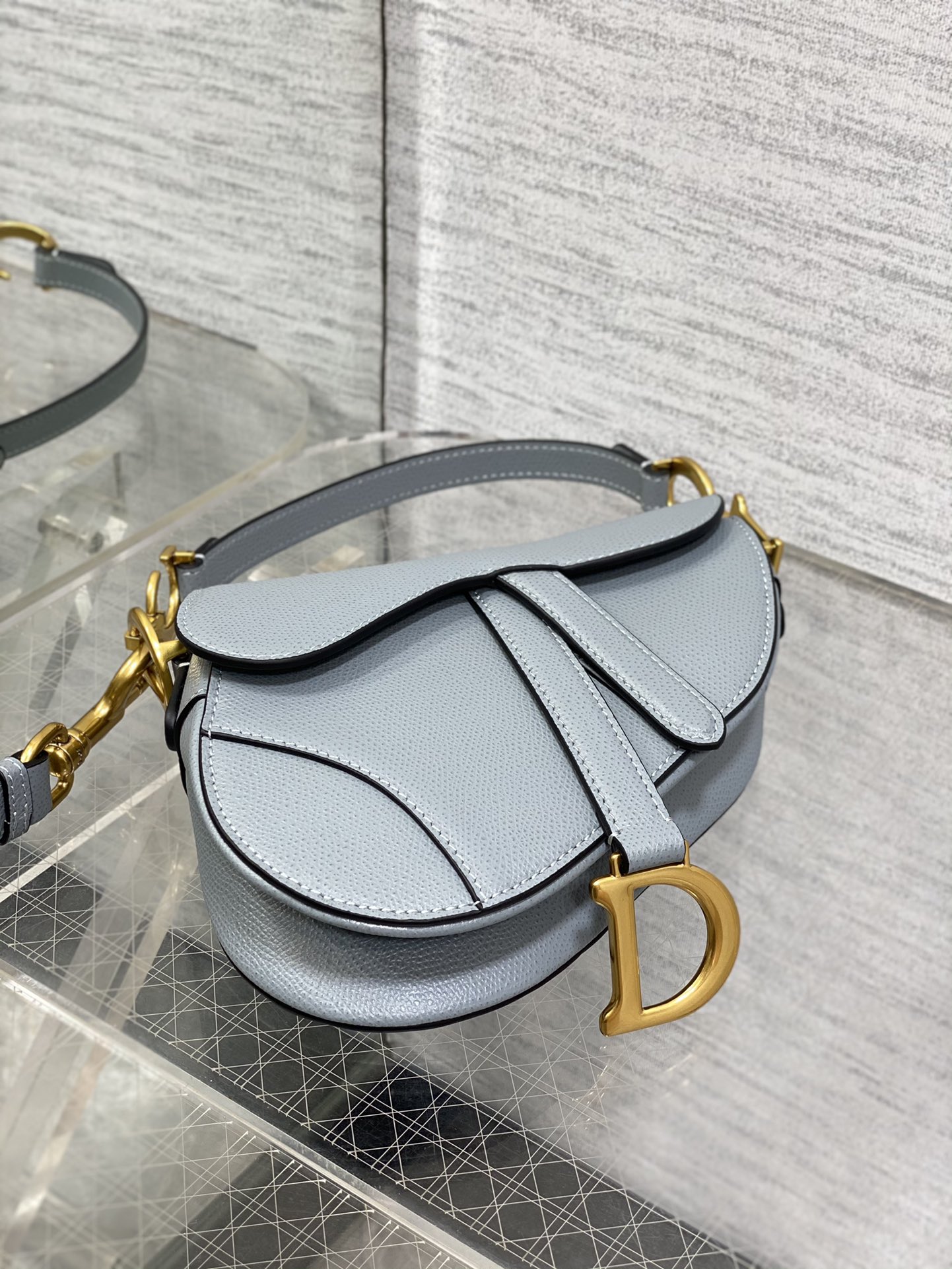 Dior Small Saddle Bag in Light Blue Calfskin