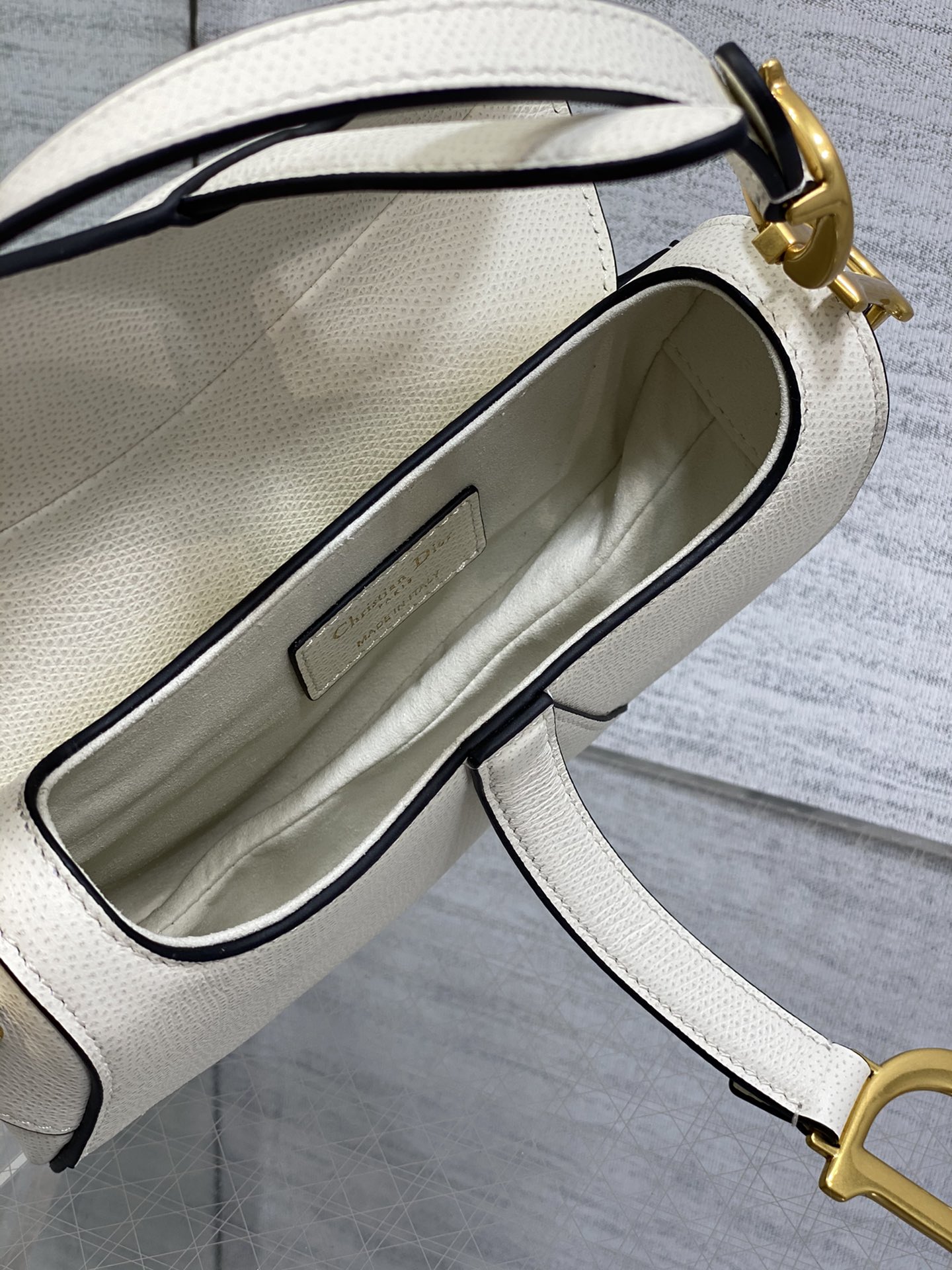 Dior Small Saddle Bag in White Calfskin