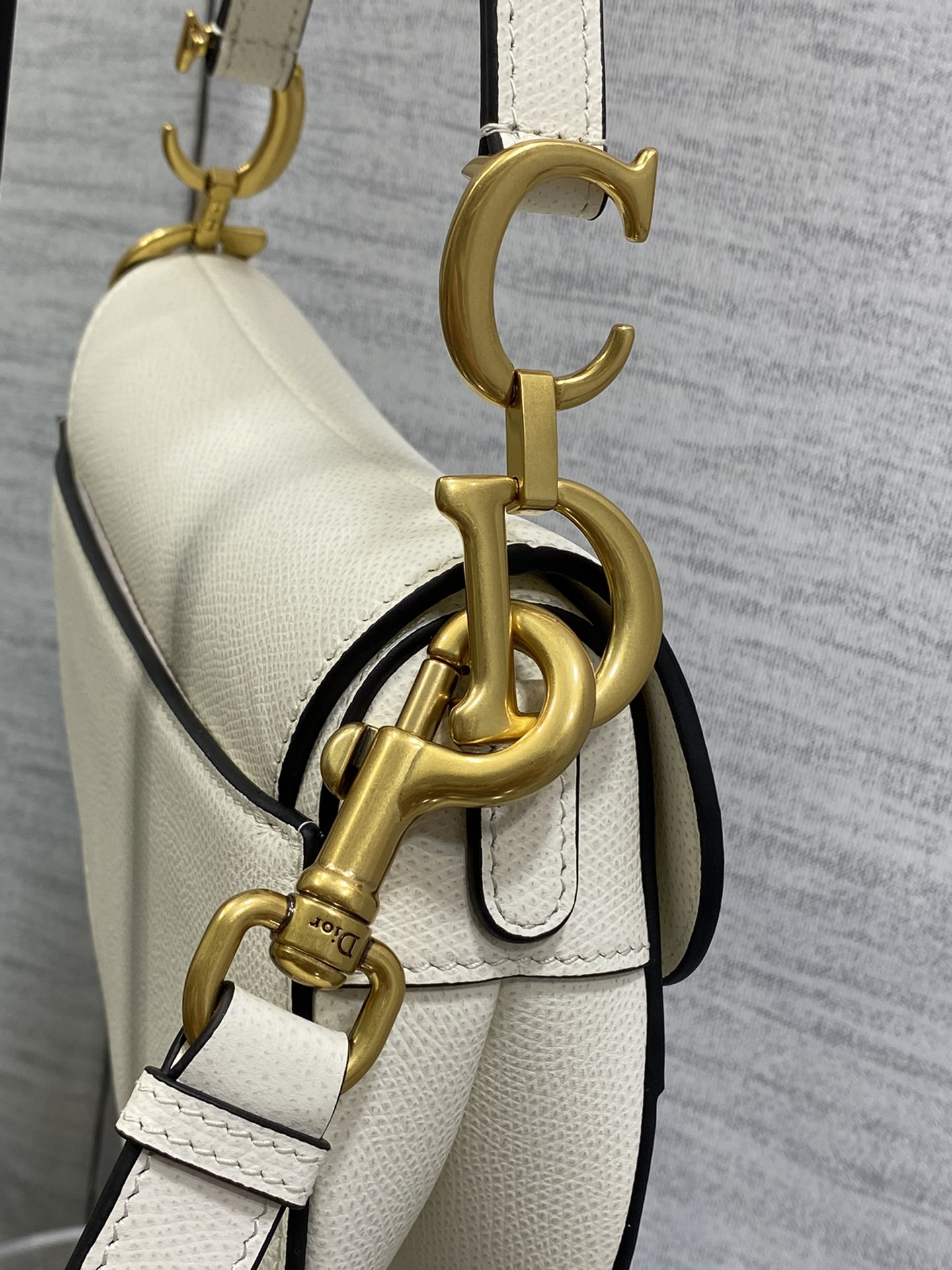 Dior Small Saddle Bag in White Calfskin