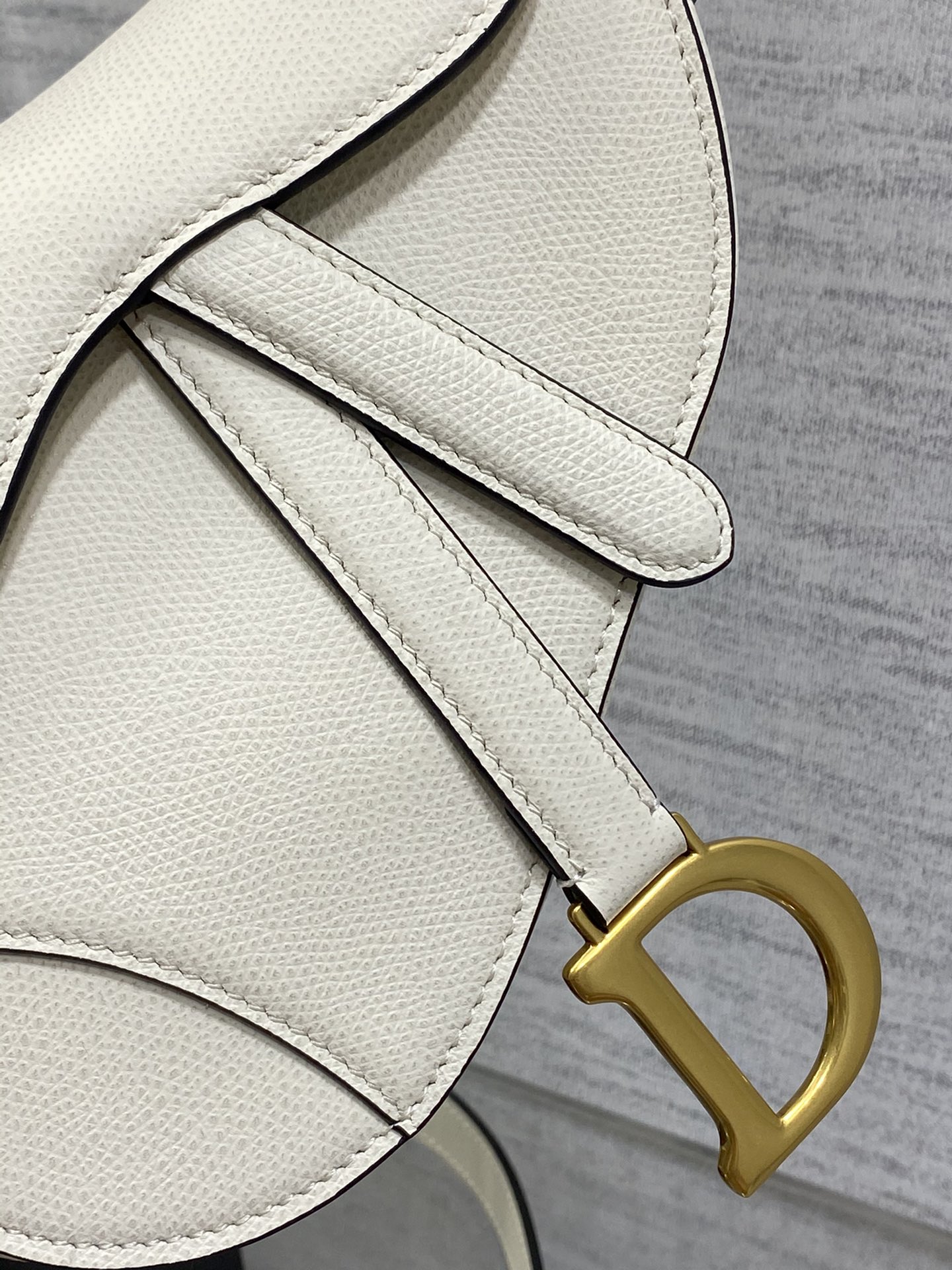 Dior Small Saddle Bag in White Calfskin