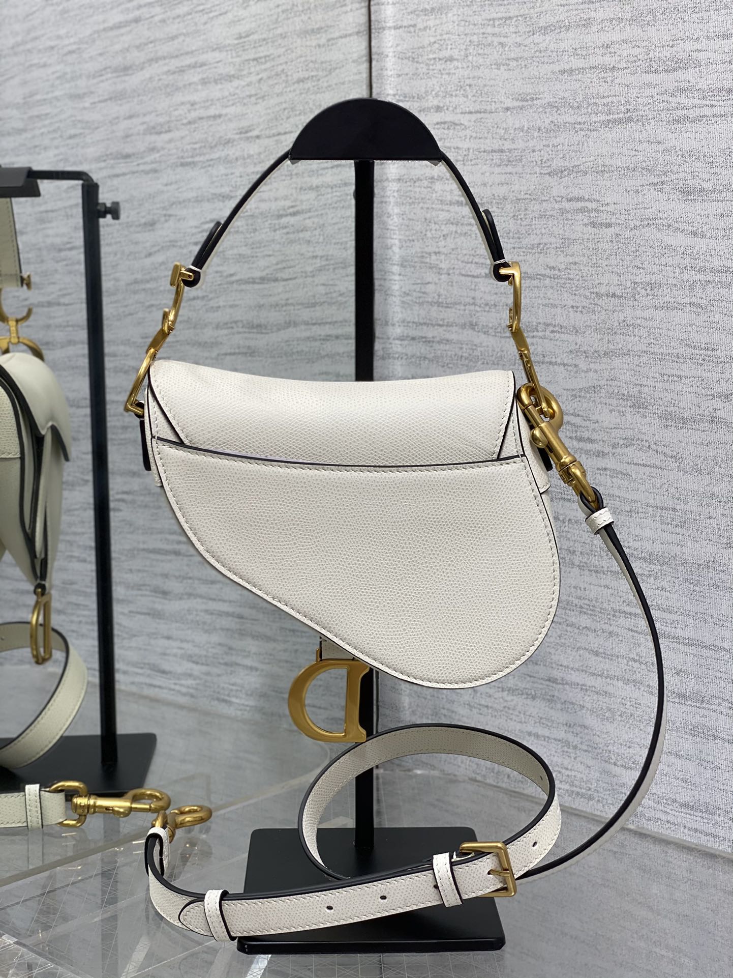 Dior Small Saddle Bag in White Calfskin