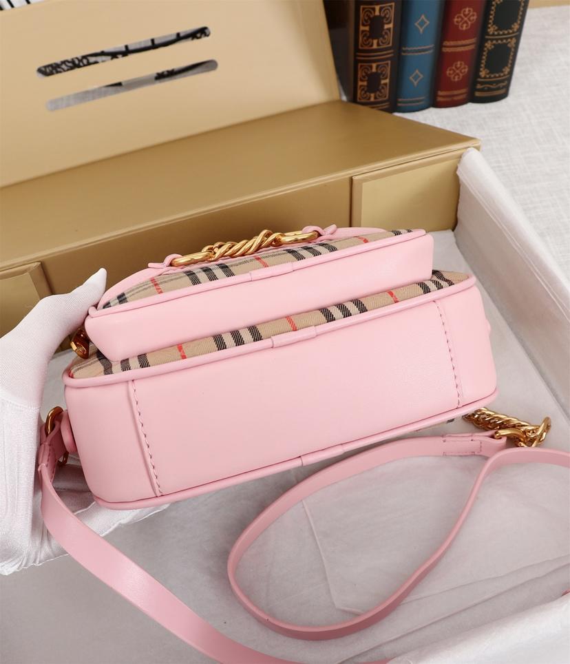 Fake Burberry The 1983 Check Link Camera Bag Calf Leather Pink