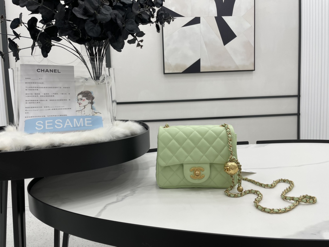 Fake Chanel Mini Flap Bag Denim Gold-Tone Metal Green AS1786 Best Gift