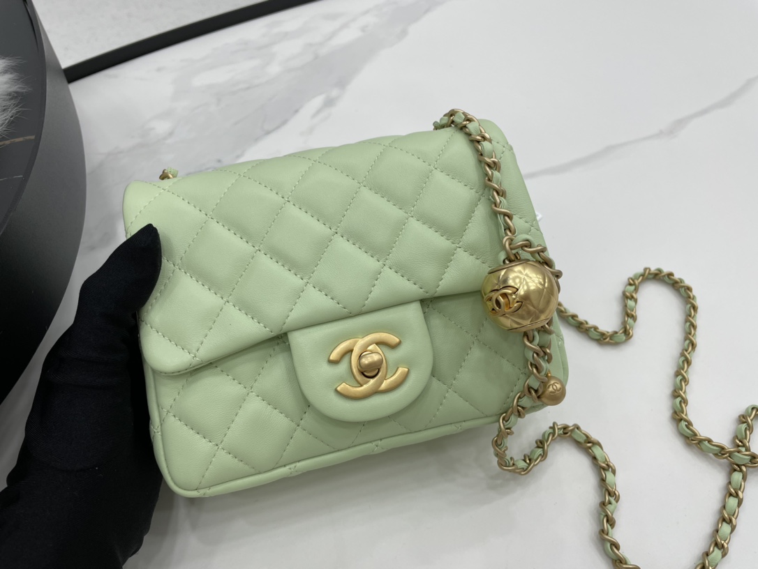 Fake Chanel Mini Flap Bag Denim Gold-Tone Metal Green AS1786 Best Gift