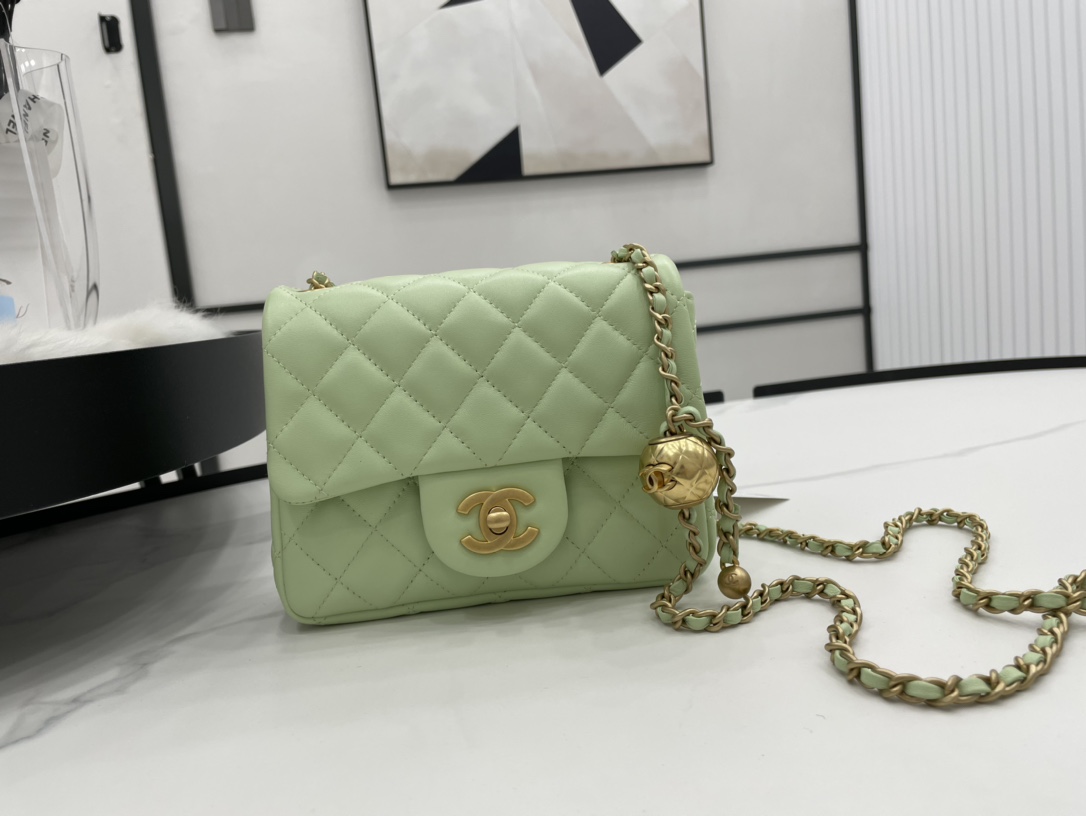 Fake Chanel Mini Flap Bag Denim Gold-Tone Metal Green AS1786 Best Gift