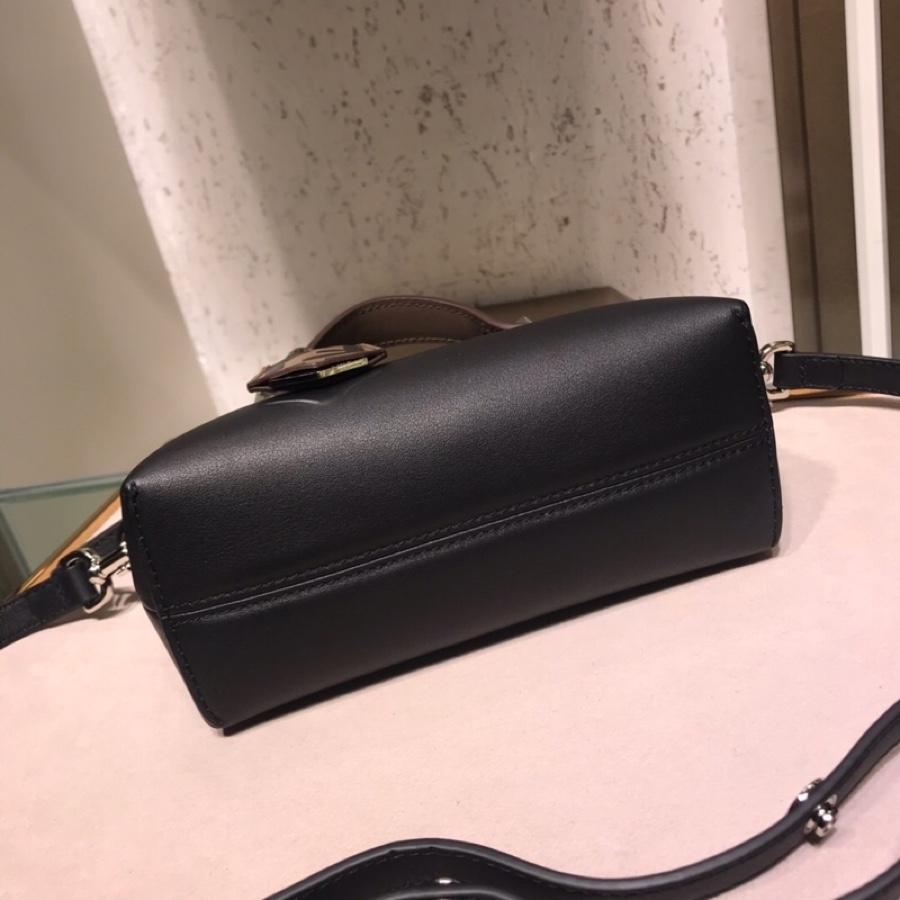 Fake Fendi By The Way Regular Exotic Black Leather Boston Bag 28cm and 20cm