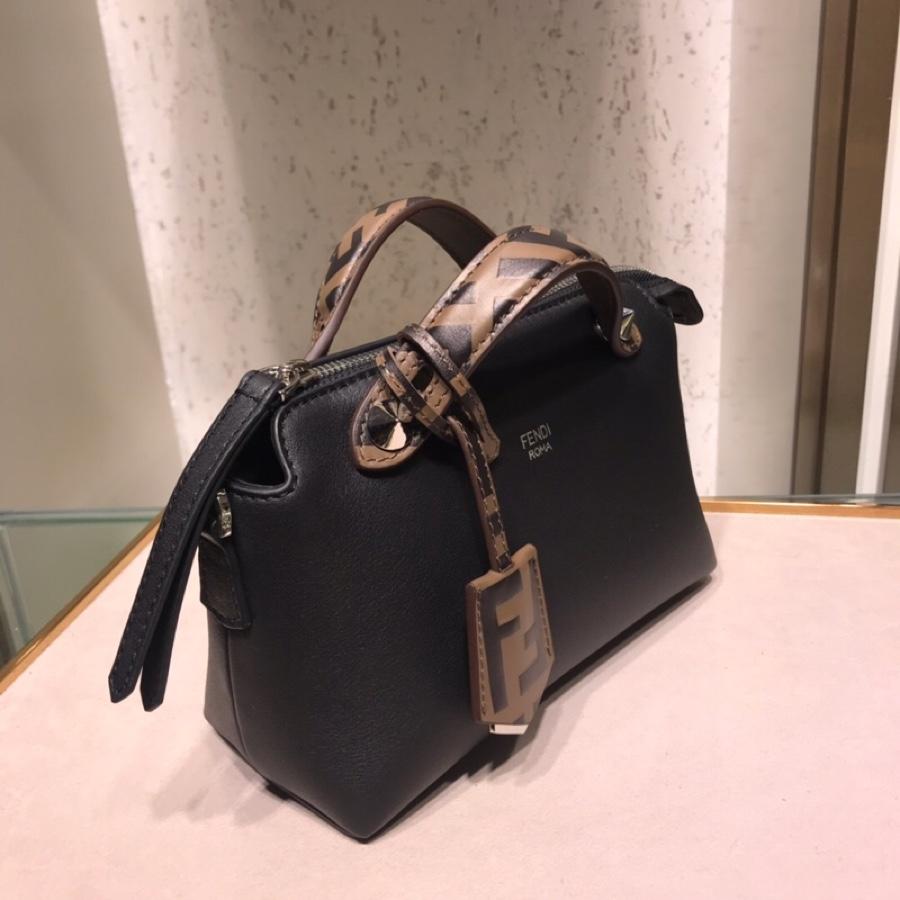 Fake Fendi By The Way Regular Exotic Black Leather Boston Bag 28cm and 20cm