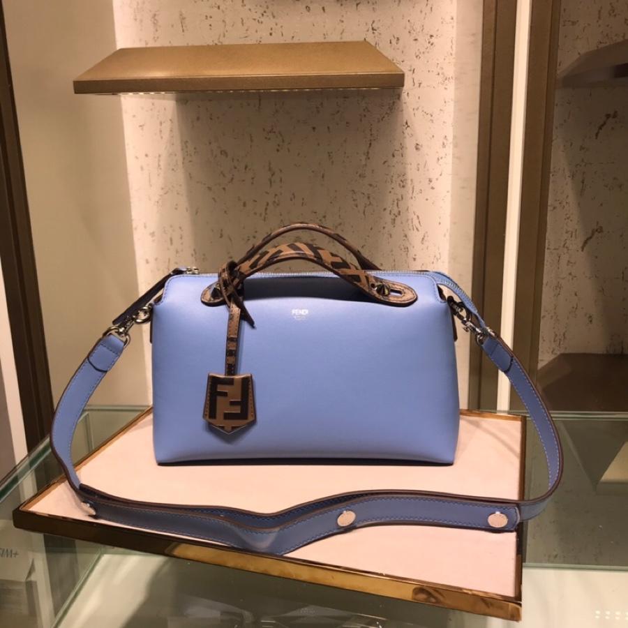 Fake Fendi By The Way Regular Exotic Blue Leather Boston Bag 28cm and 20cm