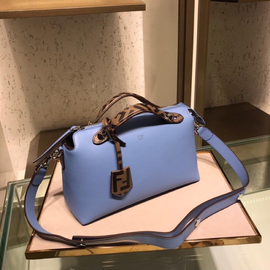 Fake Fendi By The Way Regular Exotic Blue Leather Boston Bag 28cm and 20cm