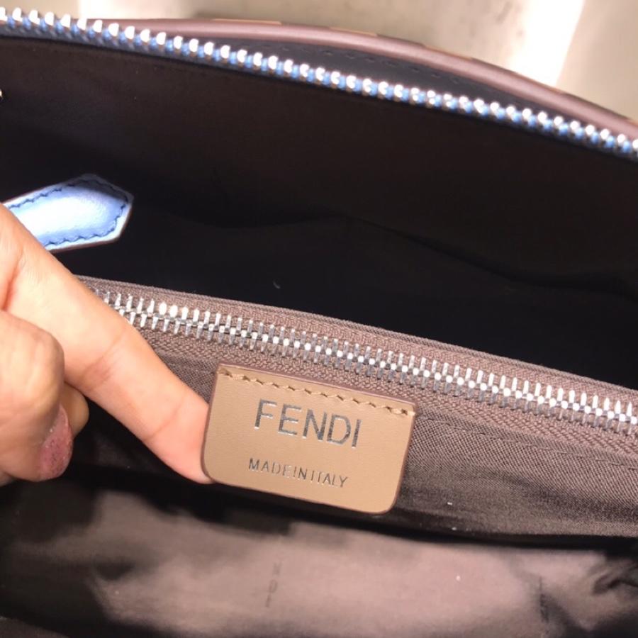 Fake Fendi By The Way Regular Exotic Blue Leather Boston Bag 28cm and 20cm