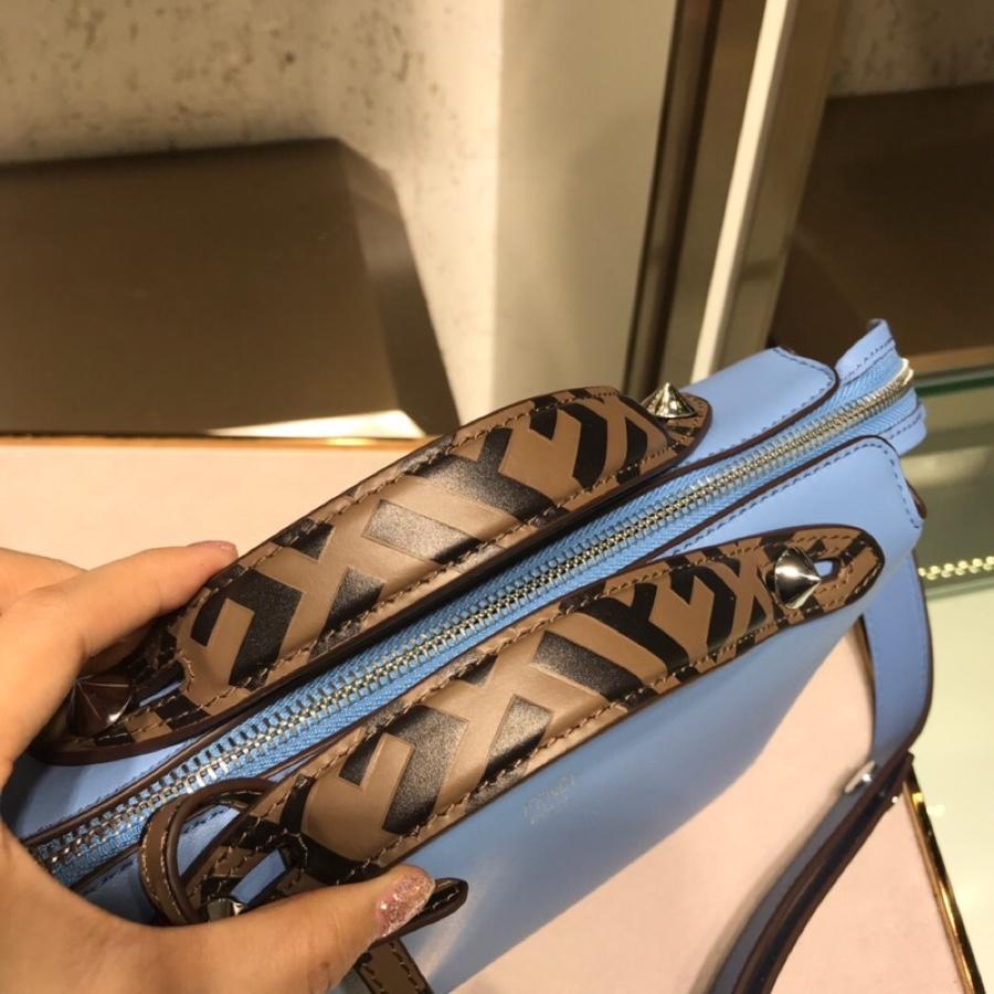 Fake Fendi By The Way Regular Exotic Blue Leather Boston Bag 28cm and 20cm