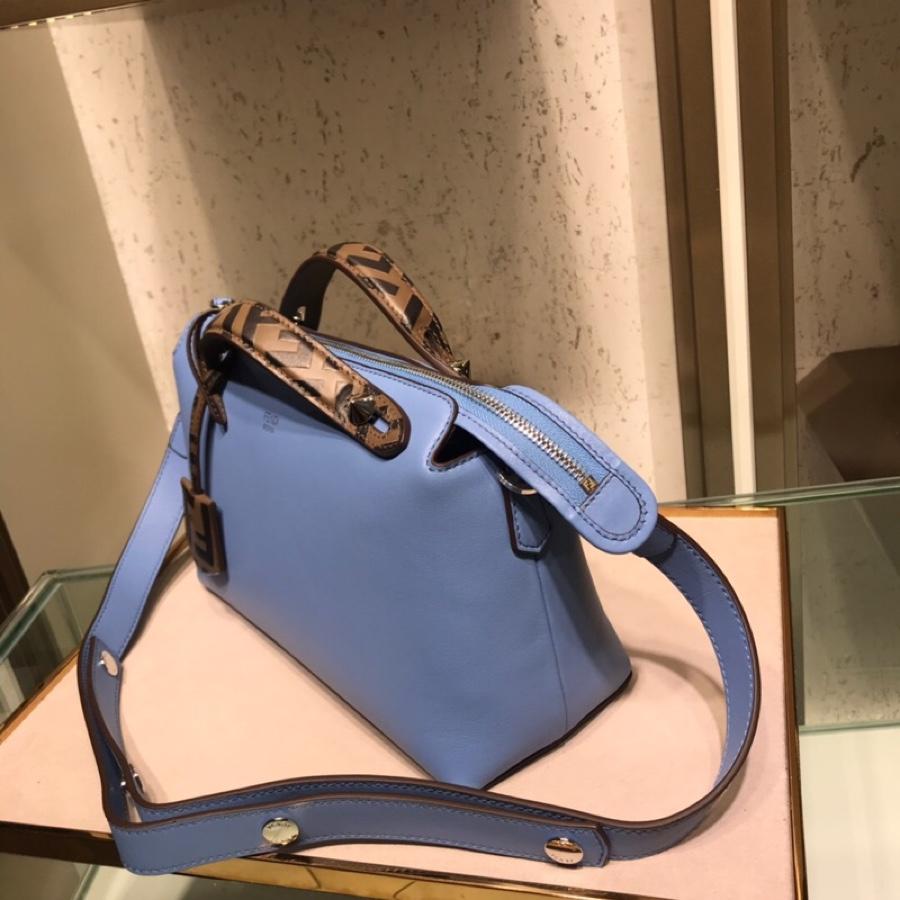 Fake Fendi By The Way Regular Exotic Blue Leather Boston Bag 28cm and 20cm